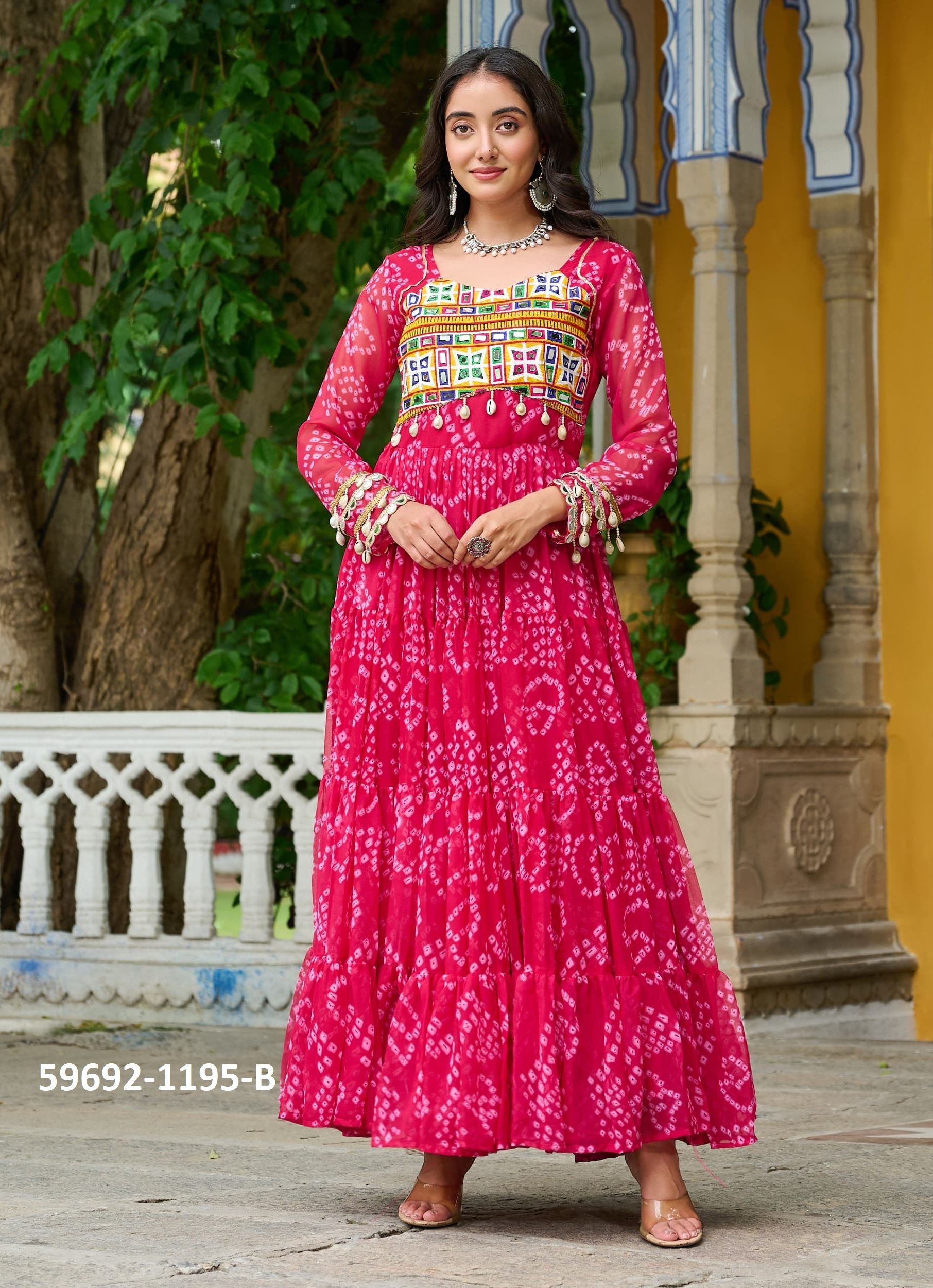 NAVRATRI SERIES 1195 - Catalog # 59692 (Set of 5 Readymade Gowns) by Brand AABHARAN