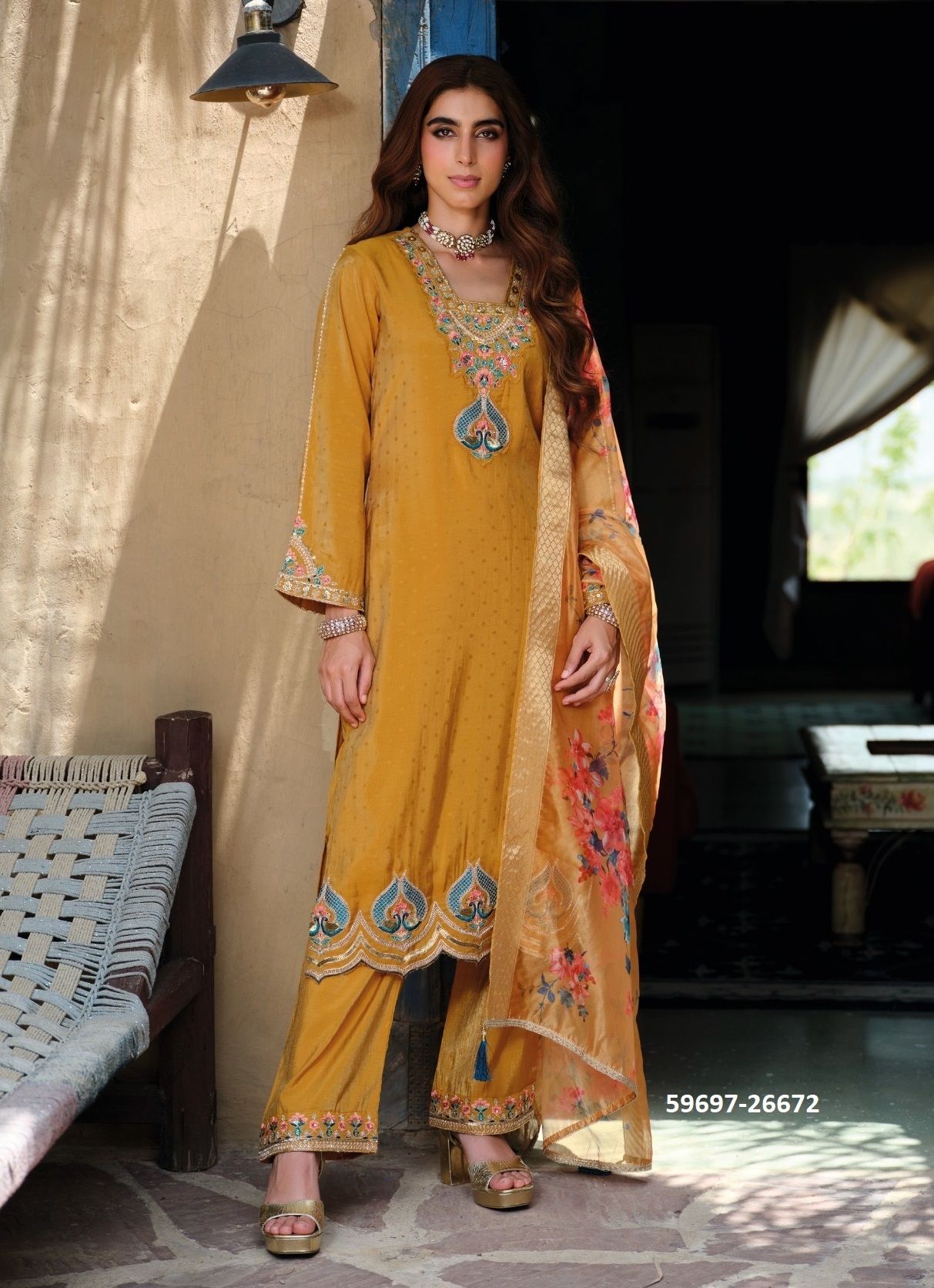 ROSE - Catalog # 59697 (Set of 4 Readymade Salwar Suits) by Brand LILY & LALI
