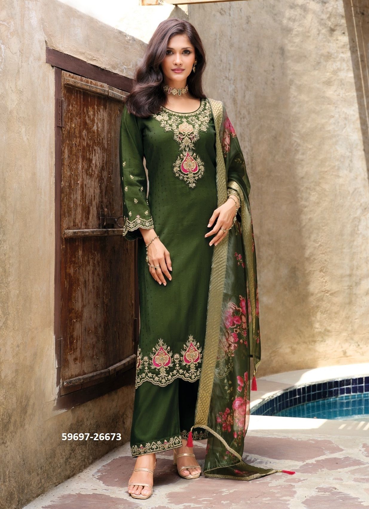 ROSE - Catalog # 59697 (Set of 4 Readymade Salwar Suits) by Brand LILY & LALI