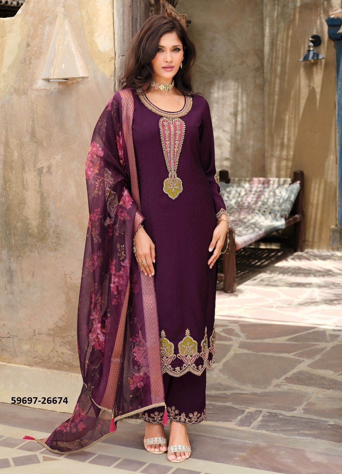 ROSE - Catalog # 59697 (Set of 4 Readymade Salwar Suits) by Brand LILY & LALI
