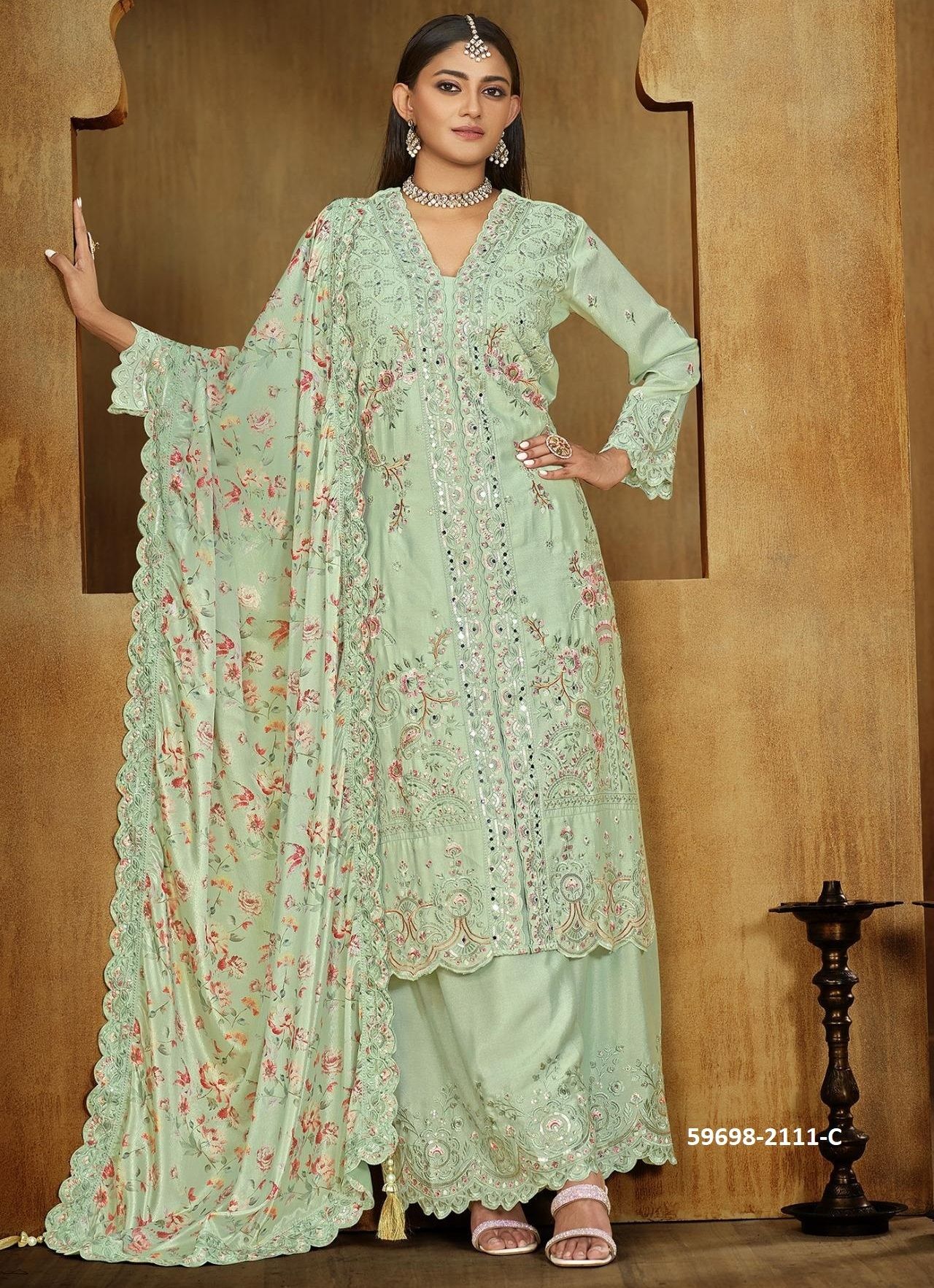 RANGEELA - Catalog # 59698 (Set of 4 Readymade Salwar Suits) by Brand RASALIKA