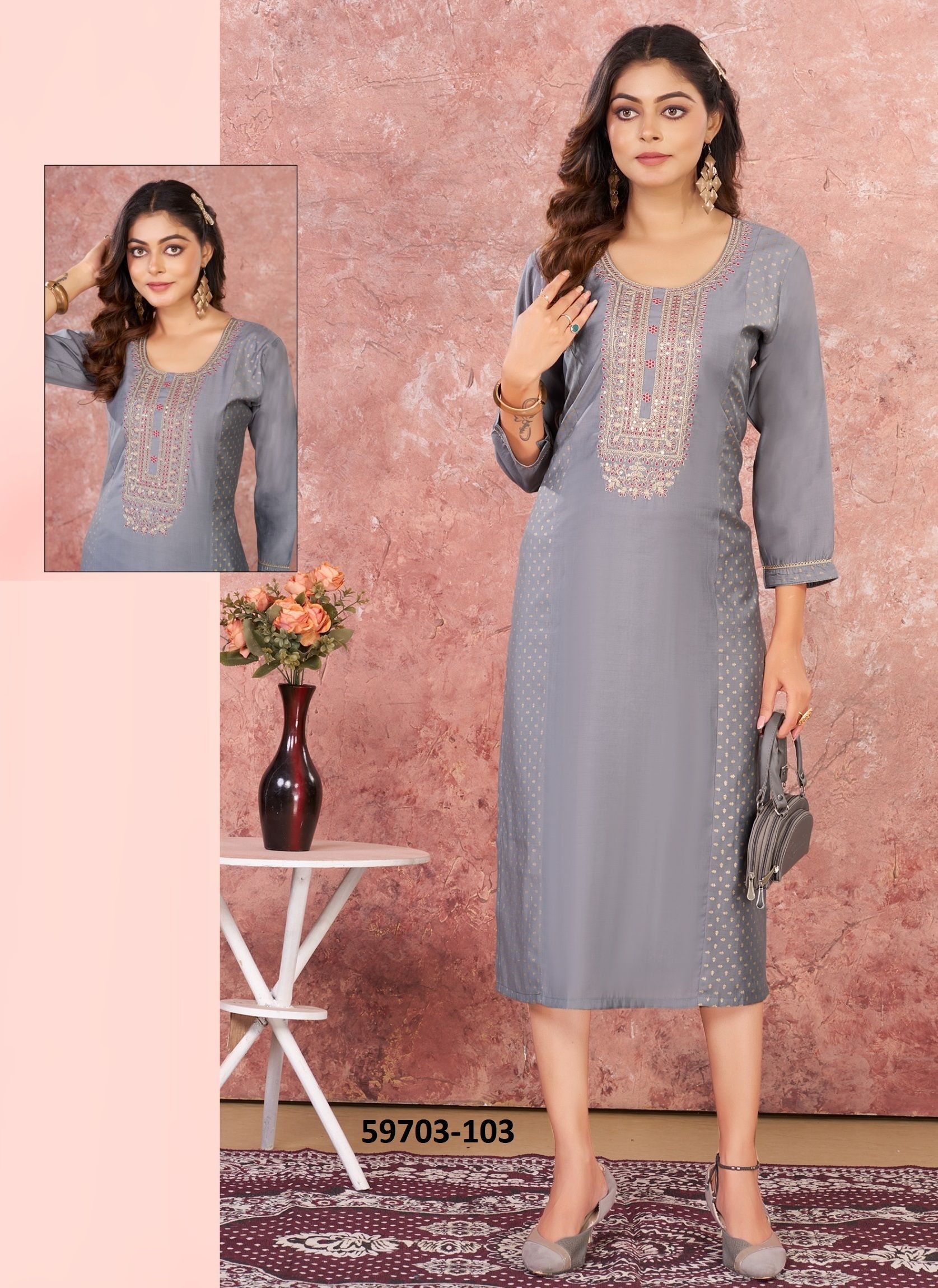 EESHA - Catalog # 59703 (Set of 6 Readymade Women's Kurtis / Tops) by Brand DEE CEE EESHA - Catalog # 59703 (Set of 6 Readymade Women's Kurtis / Tops) by Brand DEE CEE