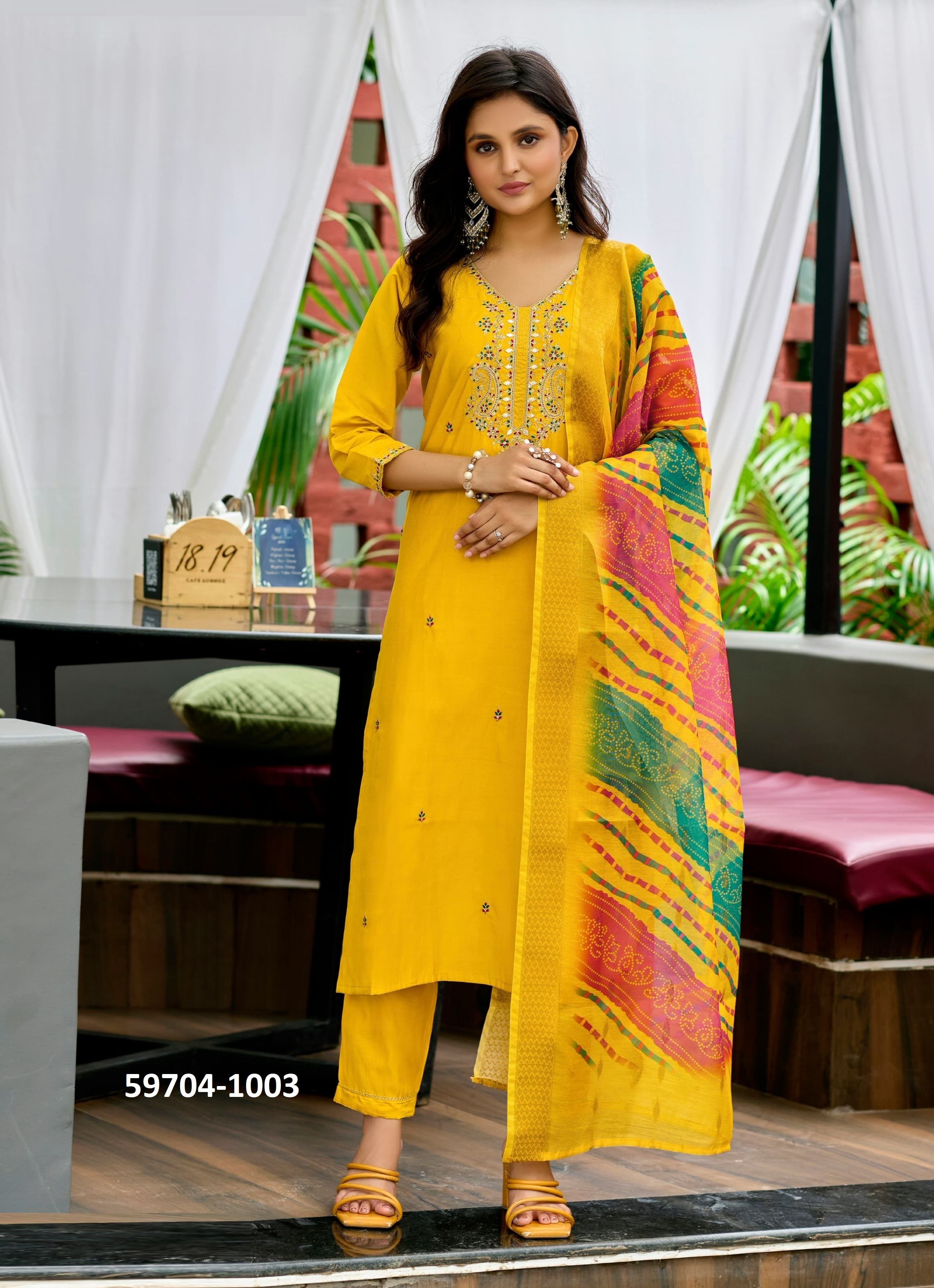 MAYREE - Catalog # 59704 (Set of 6 Readymade Salwar Suits) by Brand OSSM