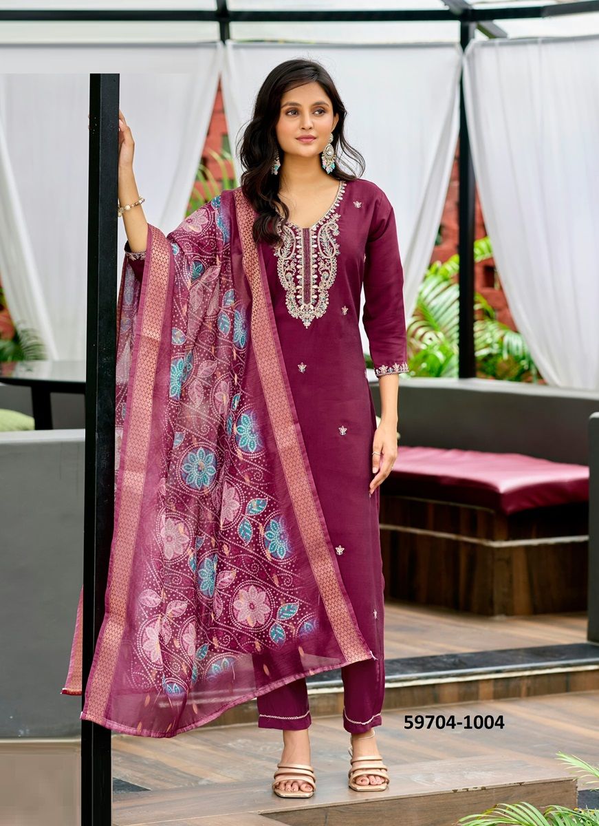 MAYREE - Catalog # 59704 (Set of 6 Readymade Salwar Suits) by Brand OSSM