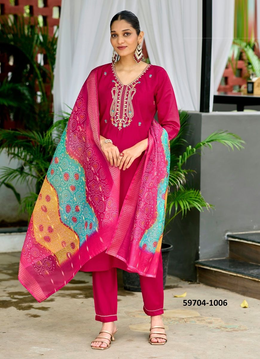MAYREE - Catalog # 59704 (Set of 6 Readymade Salwar Suits) by Brand OSSM
