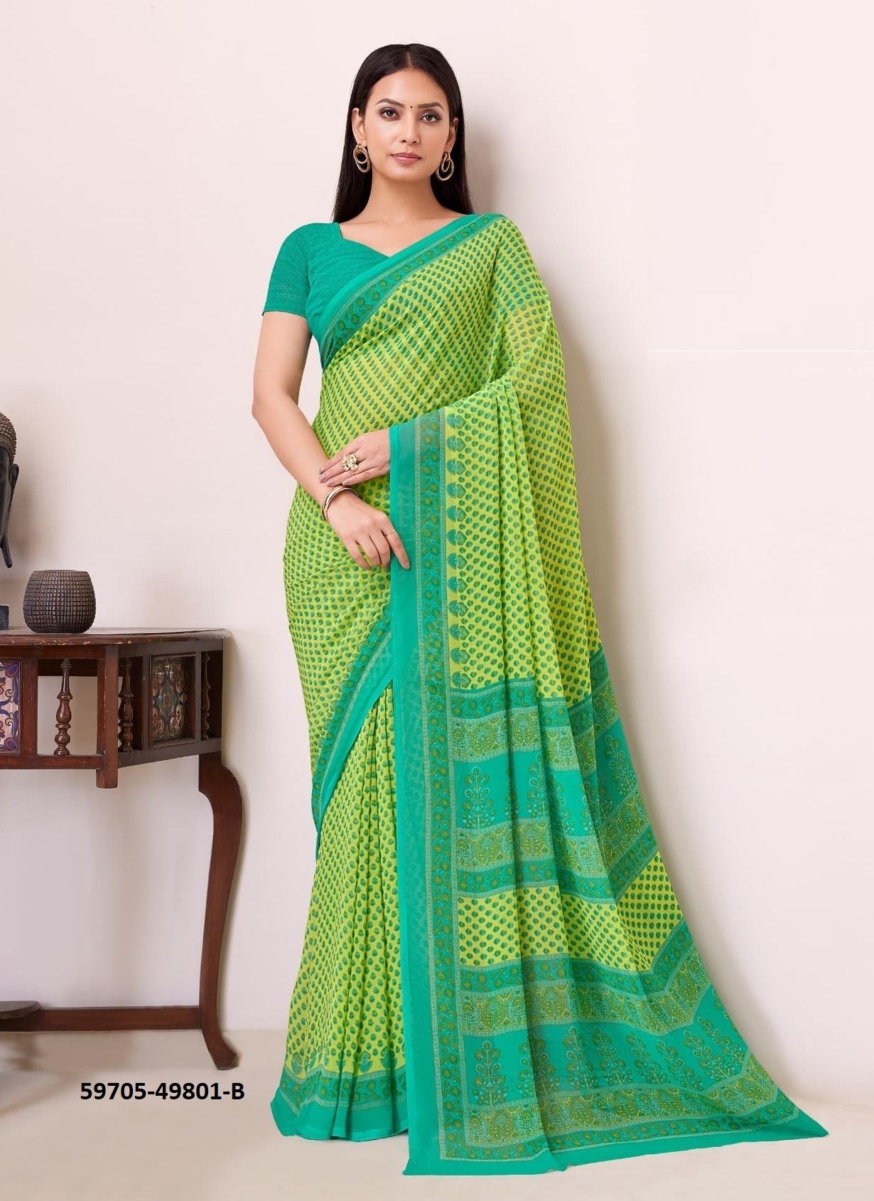 RAAGA GEORGETTE 19 - Catalog # 59705 (Set of 12 Sarees) by Brand RUCHI SAREES