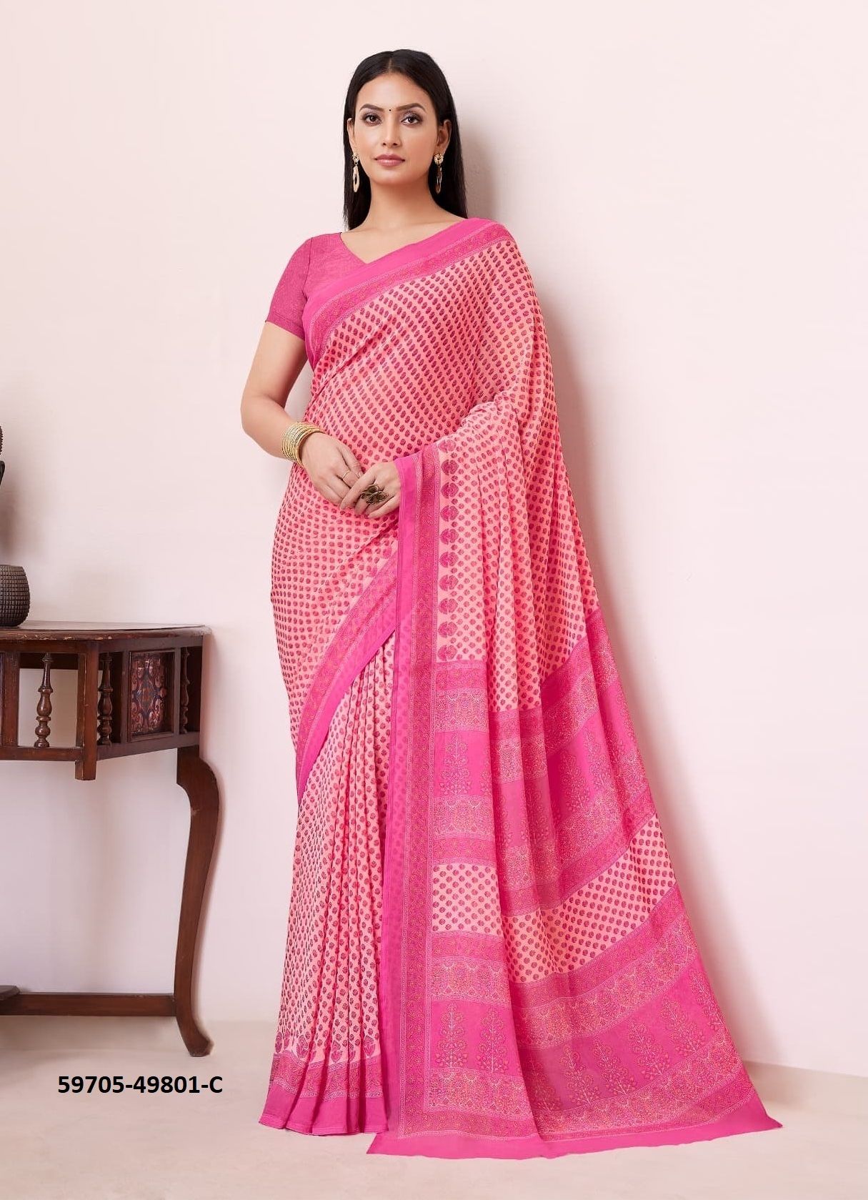 RAAGA GEORGETTE 19 - Catalog # 59705 (Set of 12 Sarees) by Brand RUCHI SAREES