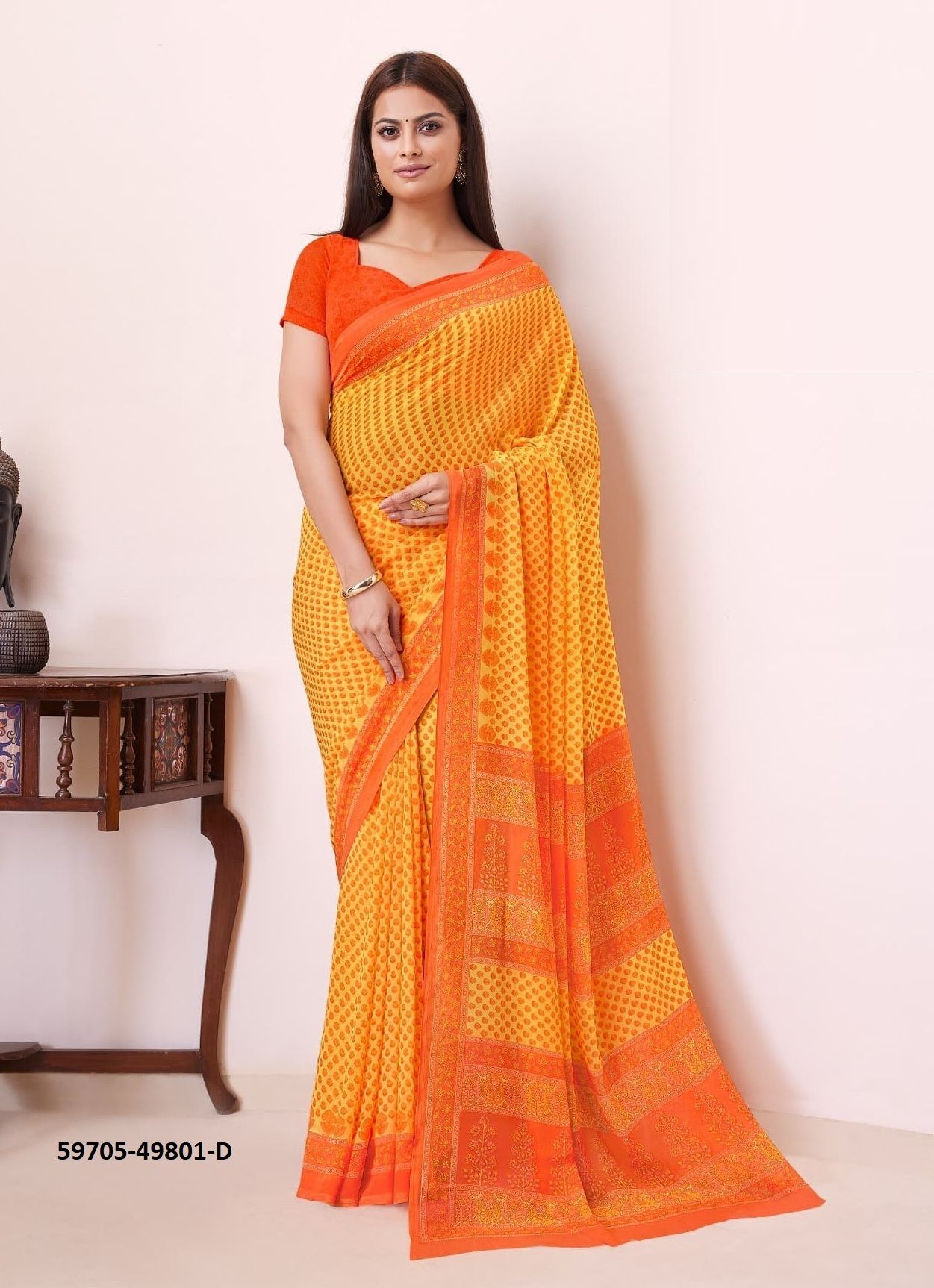 RAAGA GEORGETTE 19 - Catalog # 59705 (Set of 12 Sarees) by Brand RUCHI SAREES