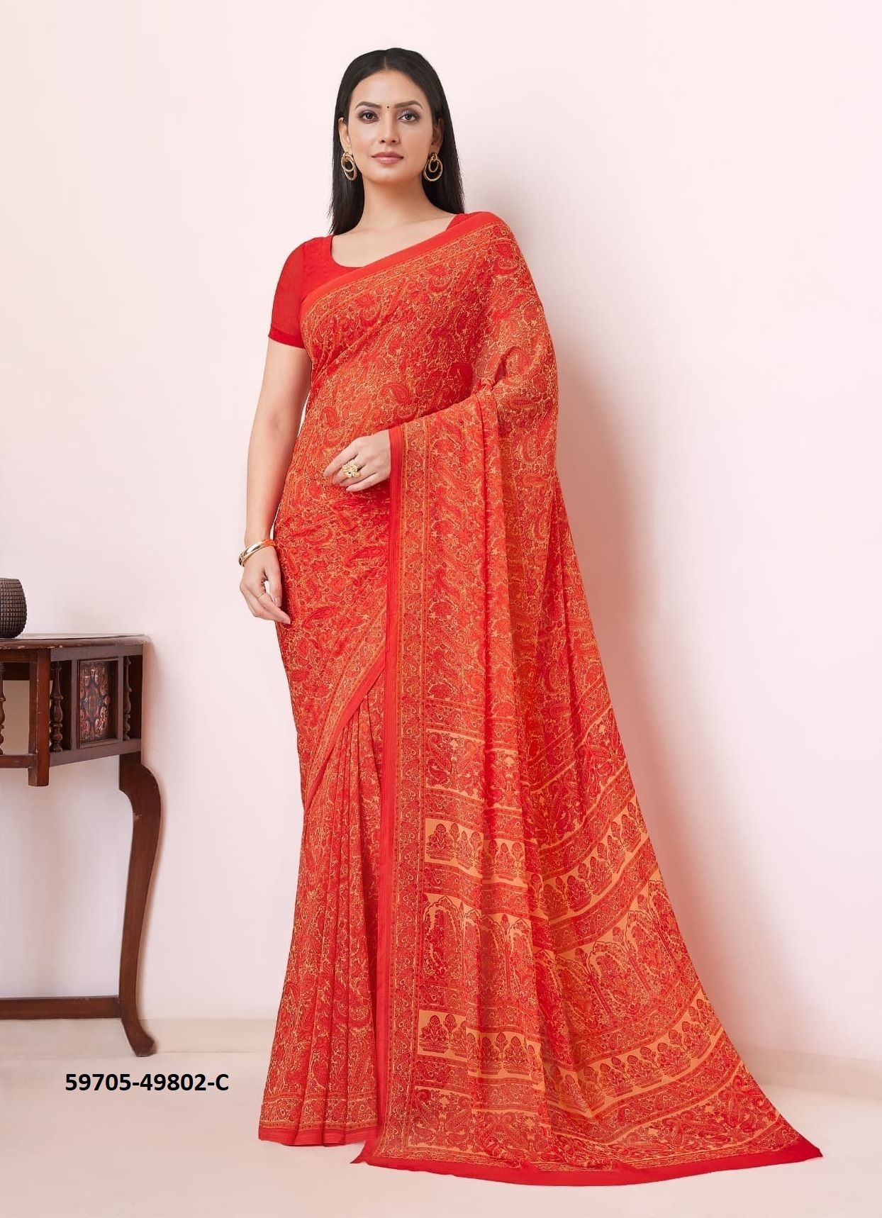 RAAGA GEORGETTE 19 - Catalog # 59705 (Set of 12 Sarees) by Brand RUCHI SAREES
