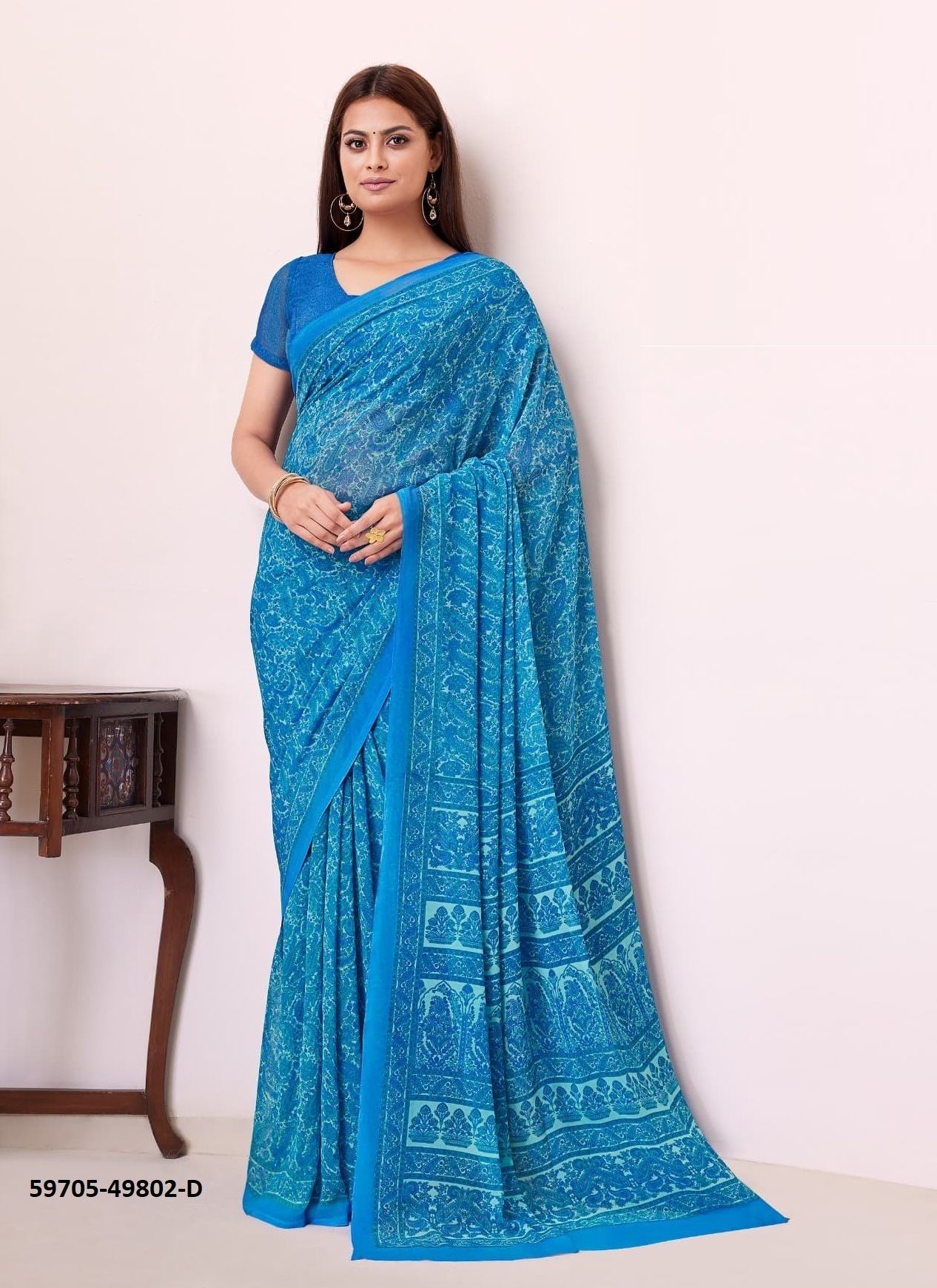 RAAGA GEORGETTE 19 - Catalog # 59705 (Set of 12 Sarees) by Brand RUCHI SAREES