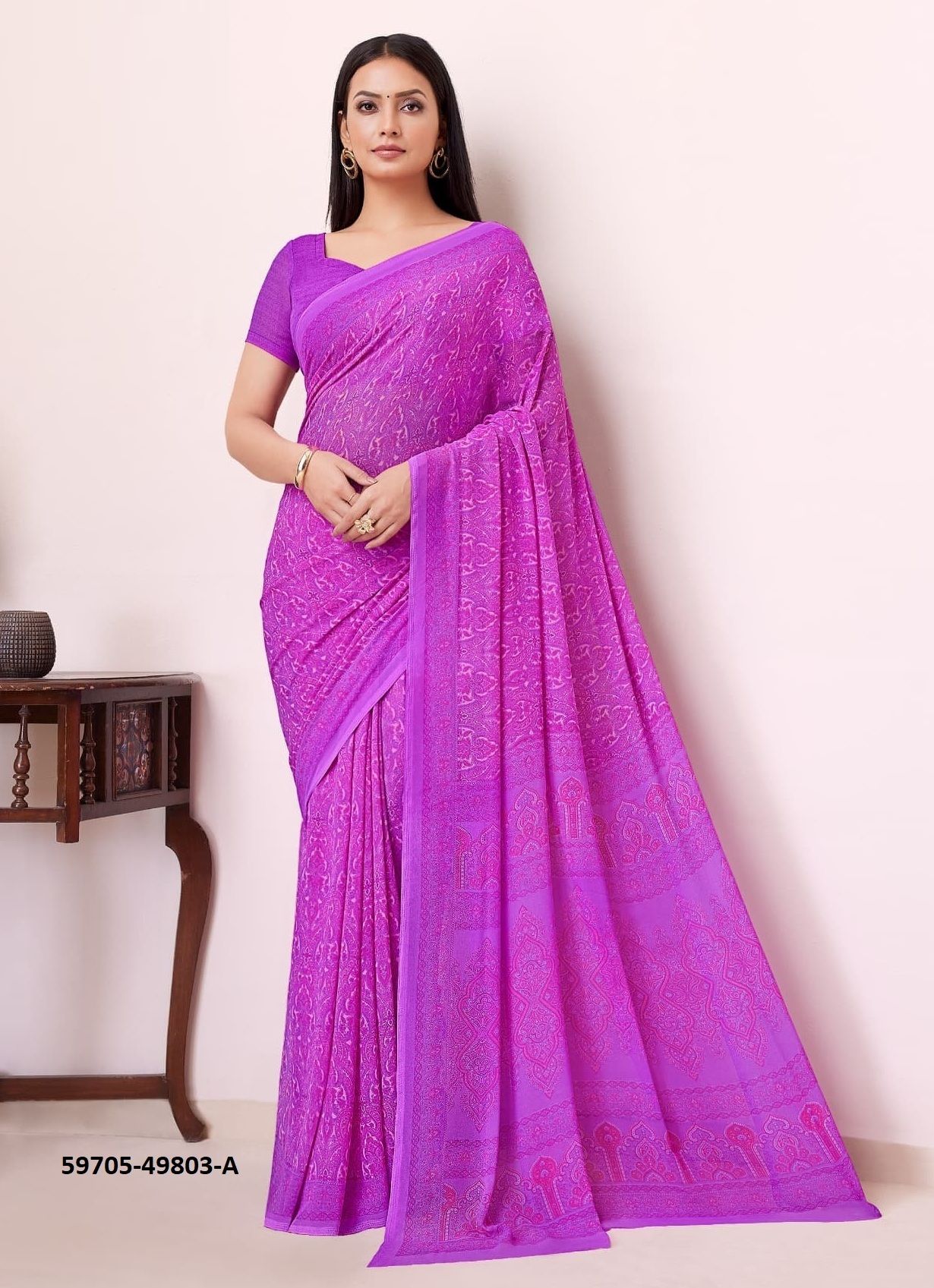RAAGA GEORGETTE 19 - Catalog # 59705 (Set of 12 Sarees) by Brand RUCHI SAREES