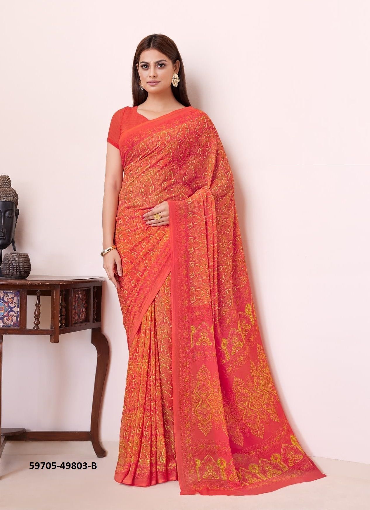RAAGA GEORGETTE 19 - Catalog # 59705 (Set of 12 Sarees) by Brand RUCHI SAREES