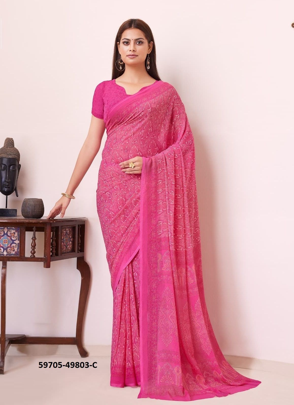 RAAGA GEORGETTE 19 - Catalog # 59705 (Set of 12 Sarees) by Brand RUCHI SAREES
