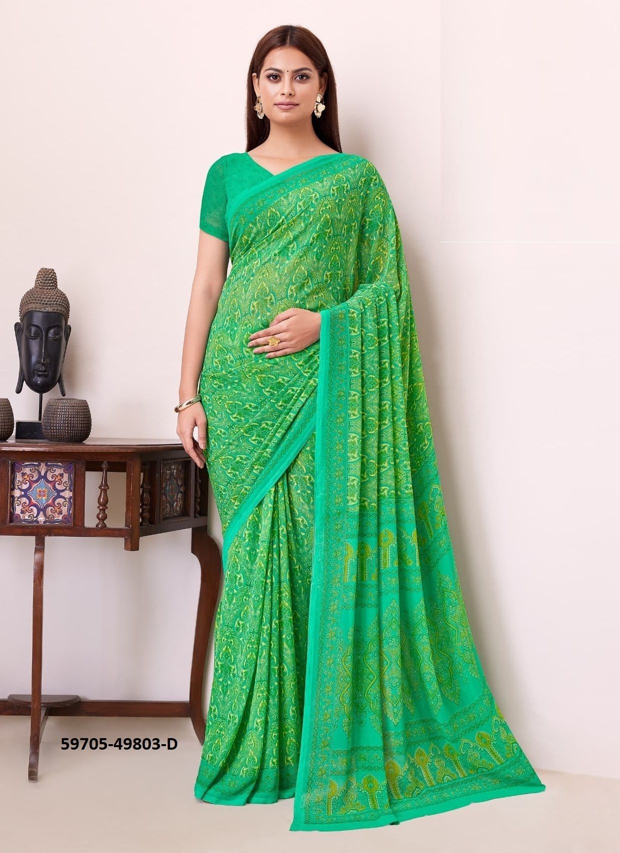 RAAGA GEORGETTE 19 - Catalog # 59705 (Set of 12 Sarees) by Brand RUCHI SAREES