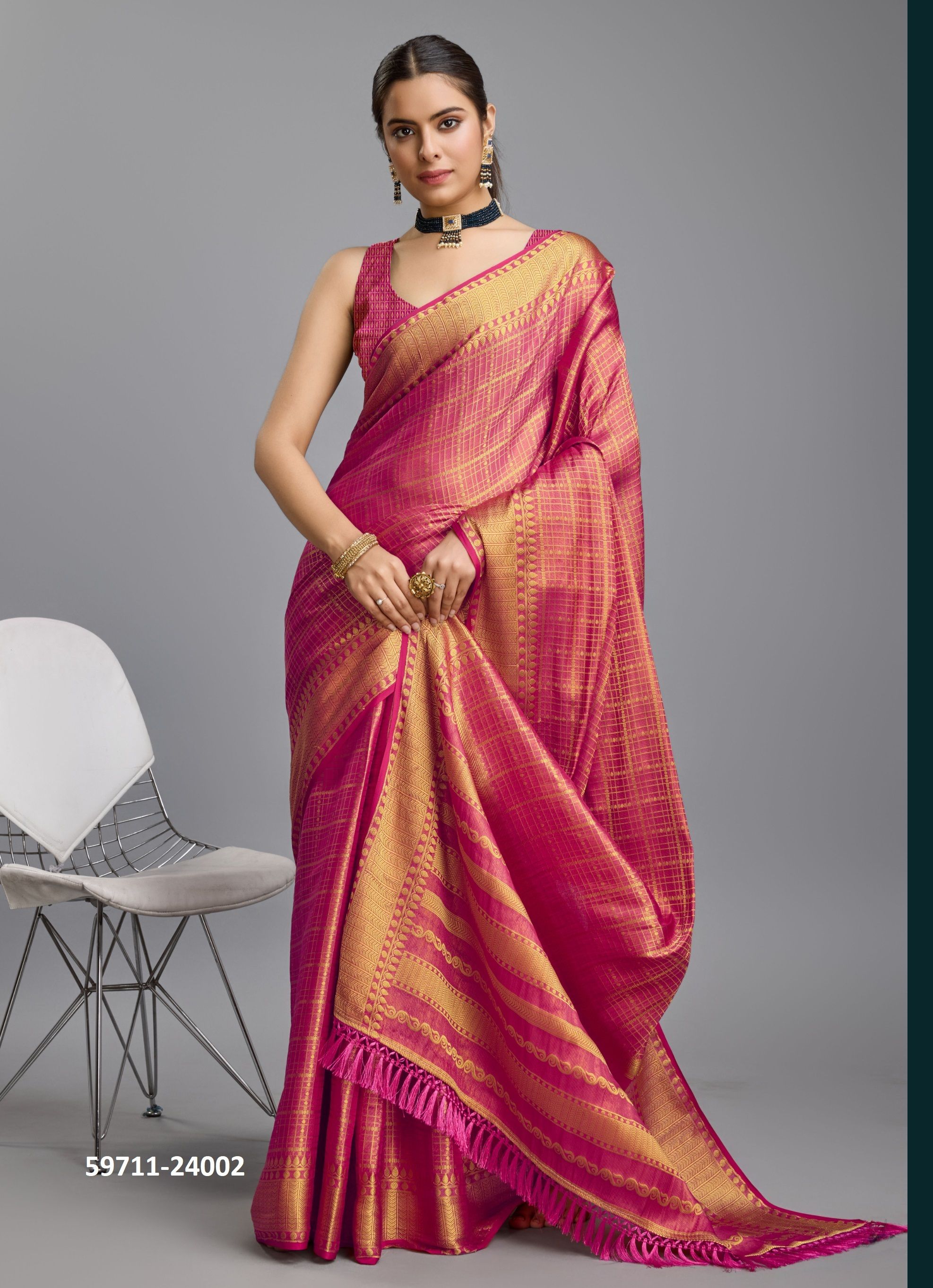 KARRA - Catalog # 59711 (Set of 5 Sarees) by Brand S-ETHNIC LIFESTYLE