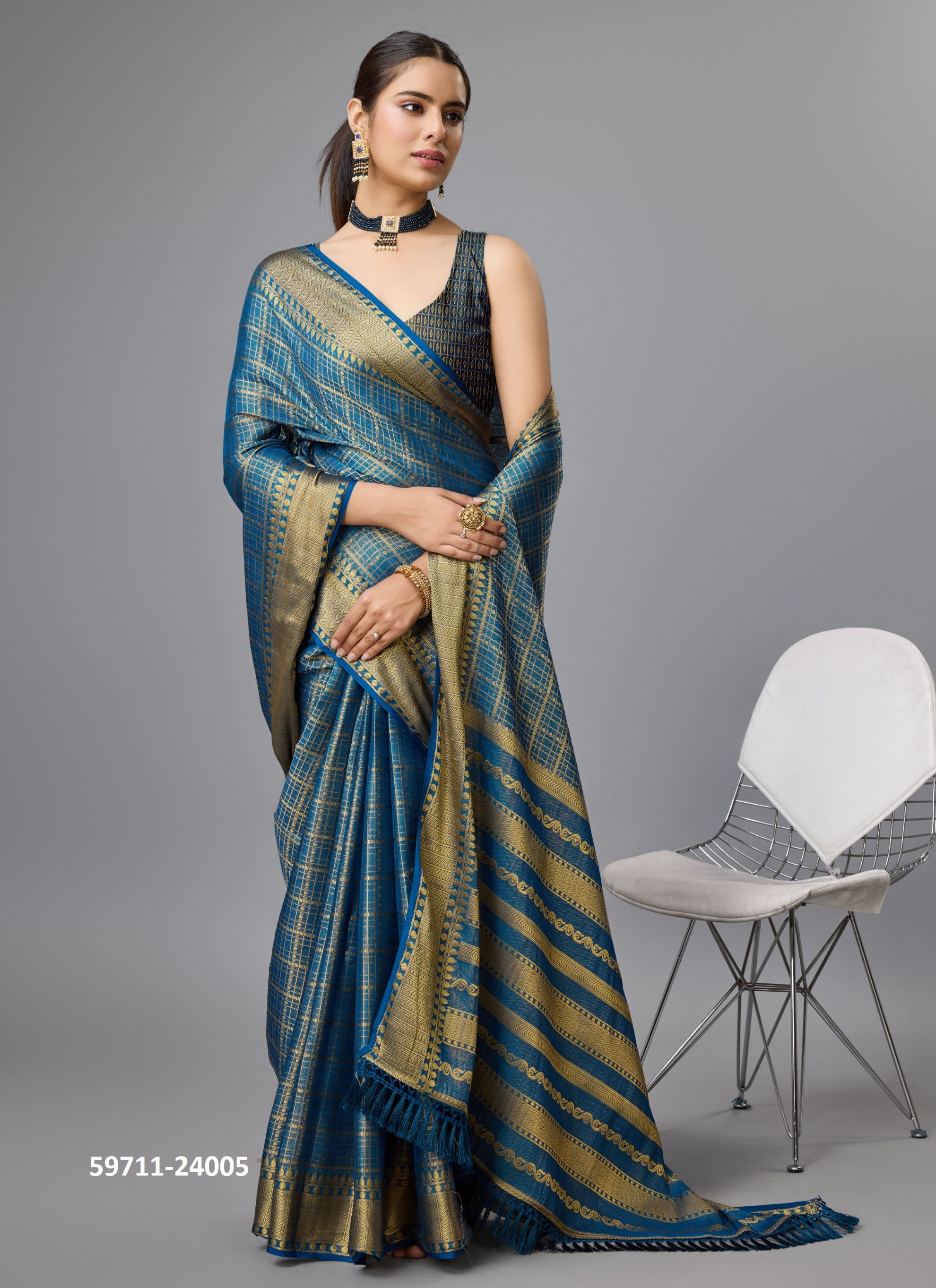 KARRA - Catalog # 59711 (Set of 5 Sarees) by Brand S-ETHNIC LIFESTYLE
