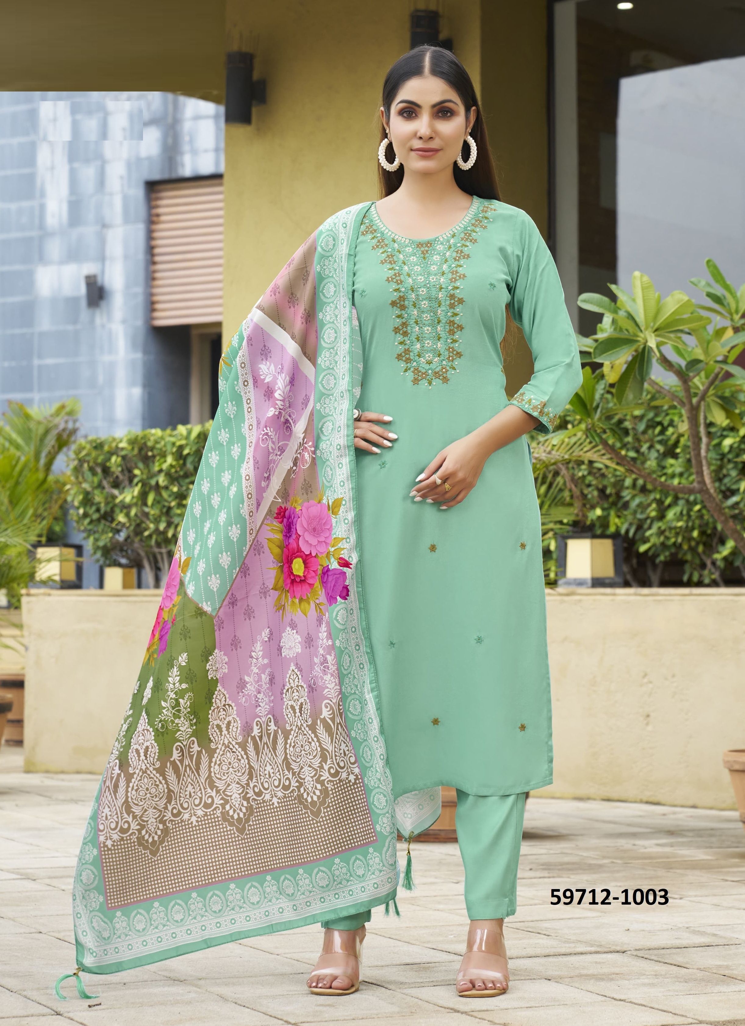 APSARA - Catalog # 59712 (Set of 6 Readymade Salwar Suits) by Brand WOODEE AHMEDABAD