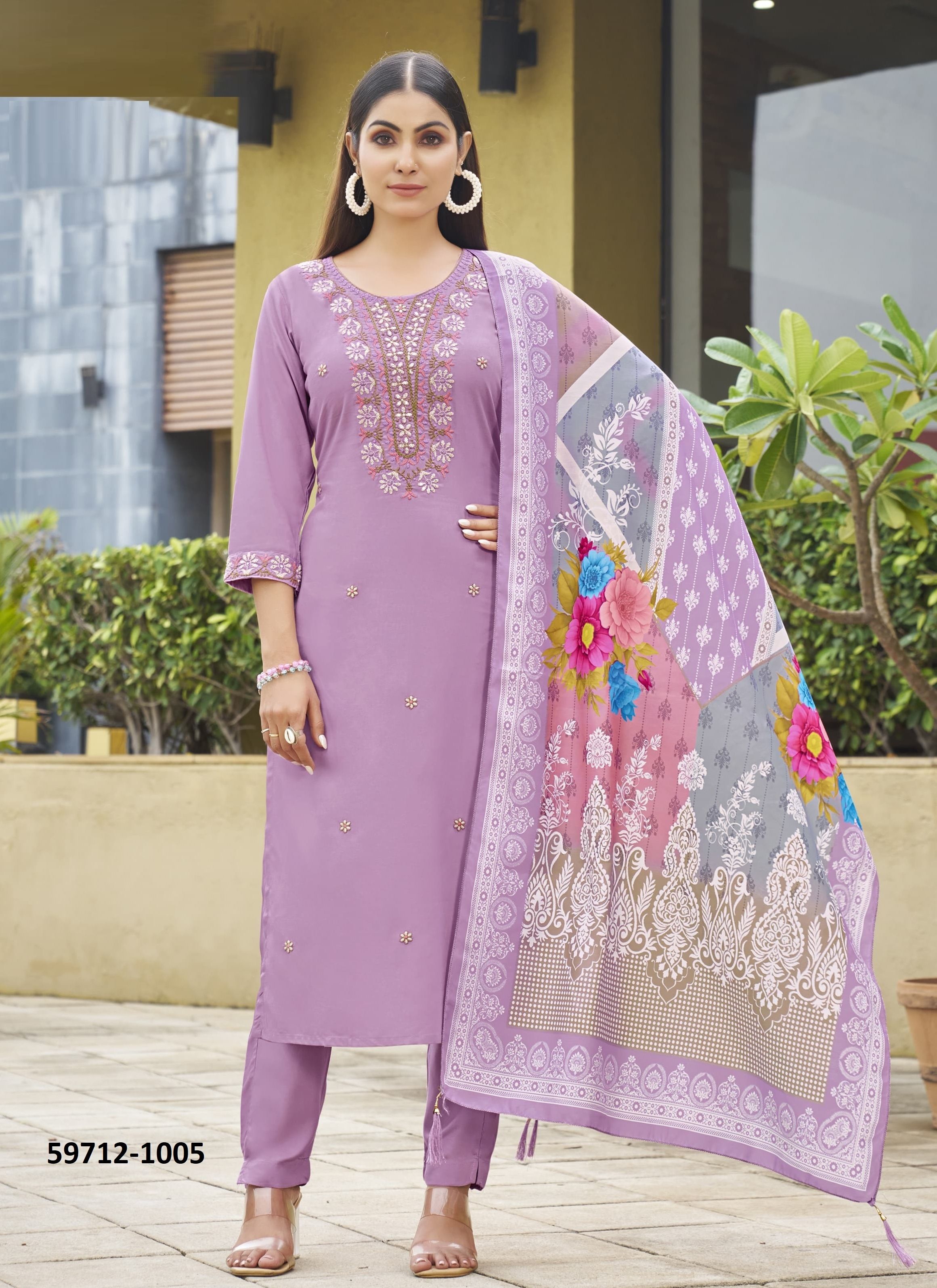 APSARA - Catalog # 59712 (Set of 6 Readymade Salwar Suits) by Brand WOODEE AHMEDABAD