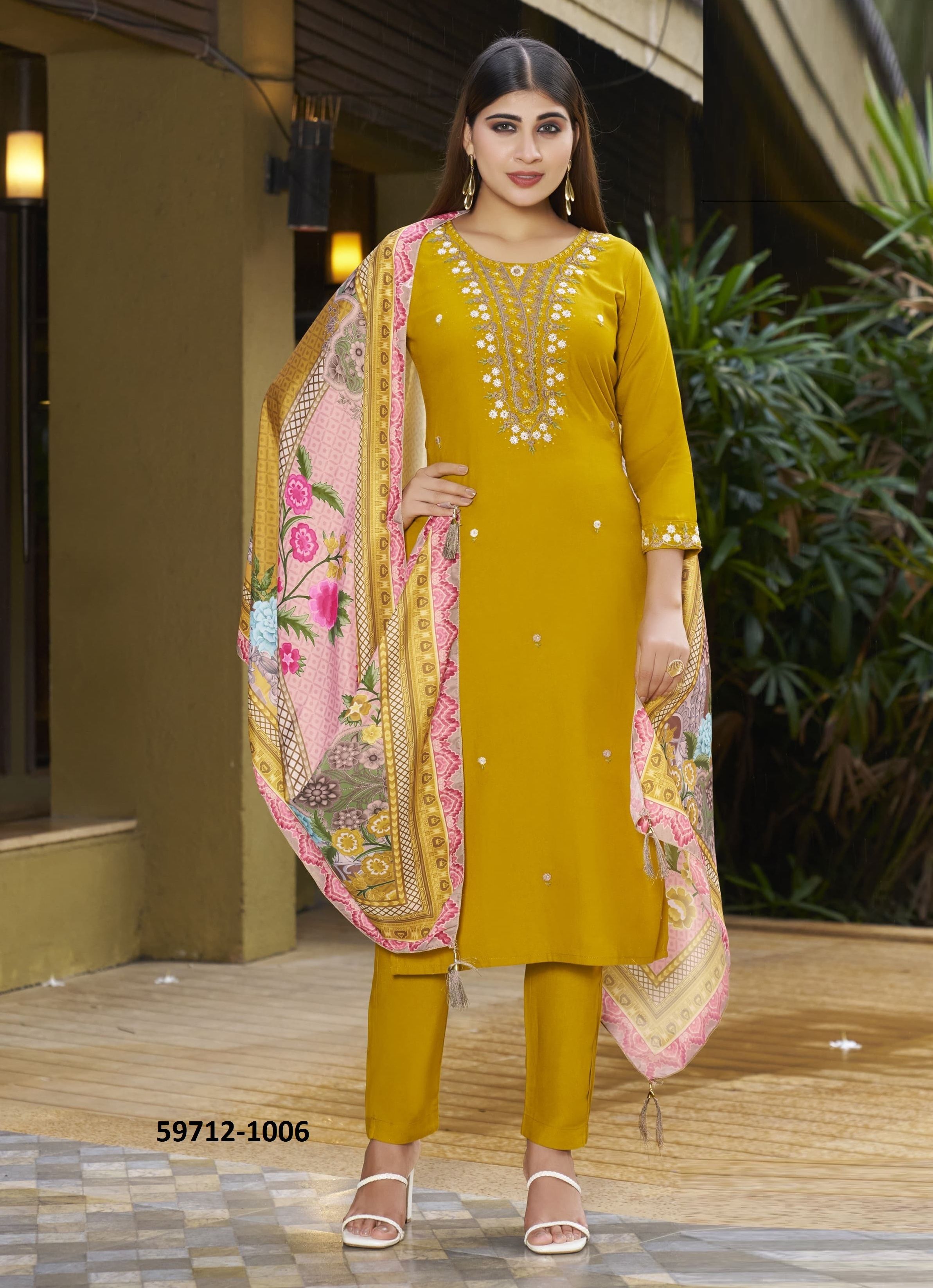 APSARA - Catalog # 59712 (Set of 6 Readymade Salwar Suits) by Brand WOODEE AHMEDABAD