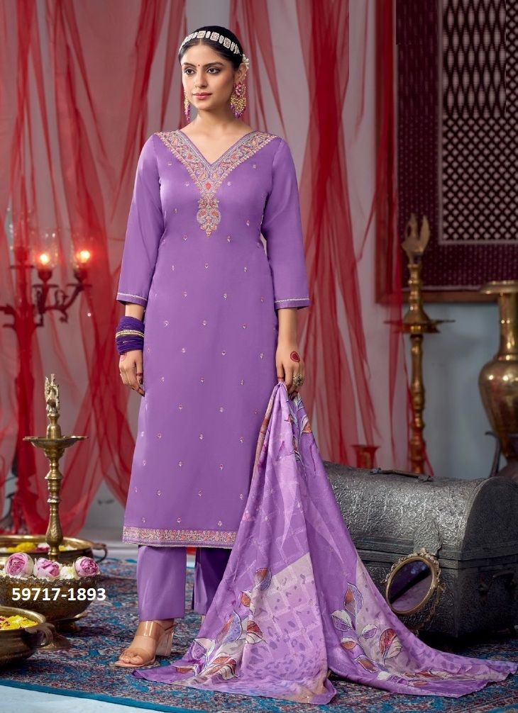 HADLEE - Catalog # 59717 (Set of 4 Semi-Stitched / Un-Stitched Suits) by Brand FOUR DOTS