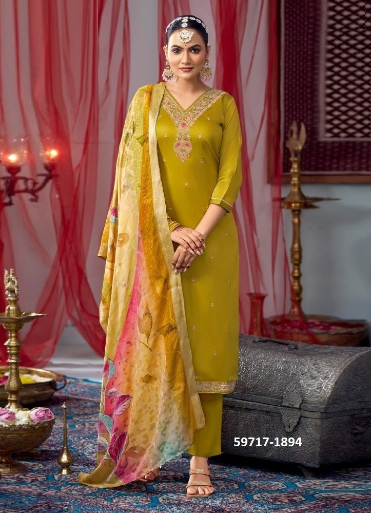 HADLEE - Catalog # 59717 (Set of 4 Semi-Stitched / Un-Stitched Suits) by Brand FOUR DOTS