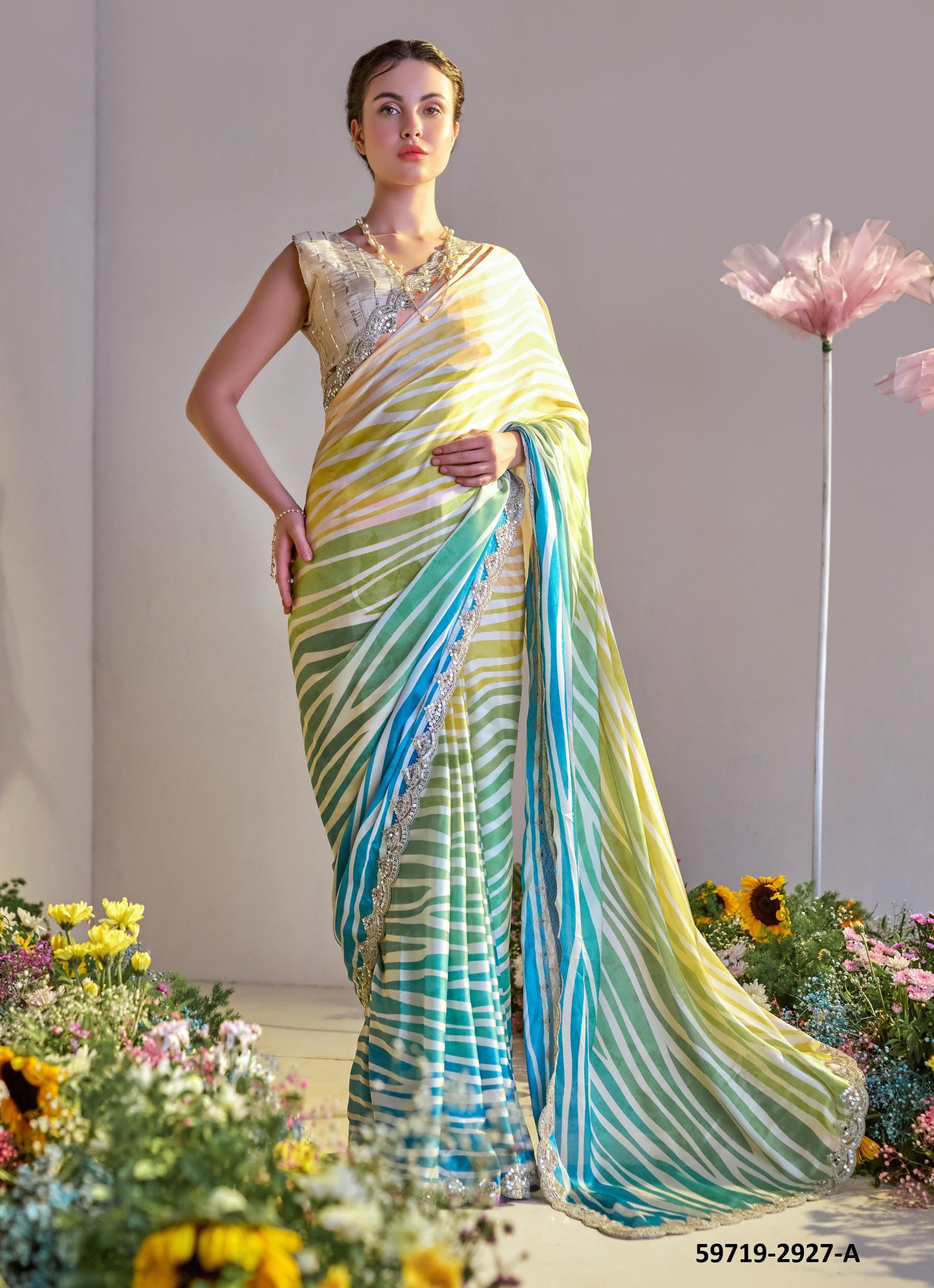 SPRING AURA - Catalog # 59719 (Set of 8 Sarees) by Brand MEHERIYA