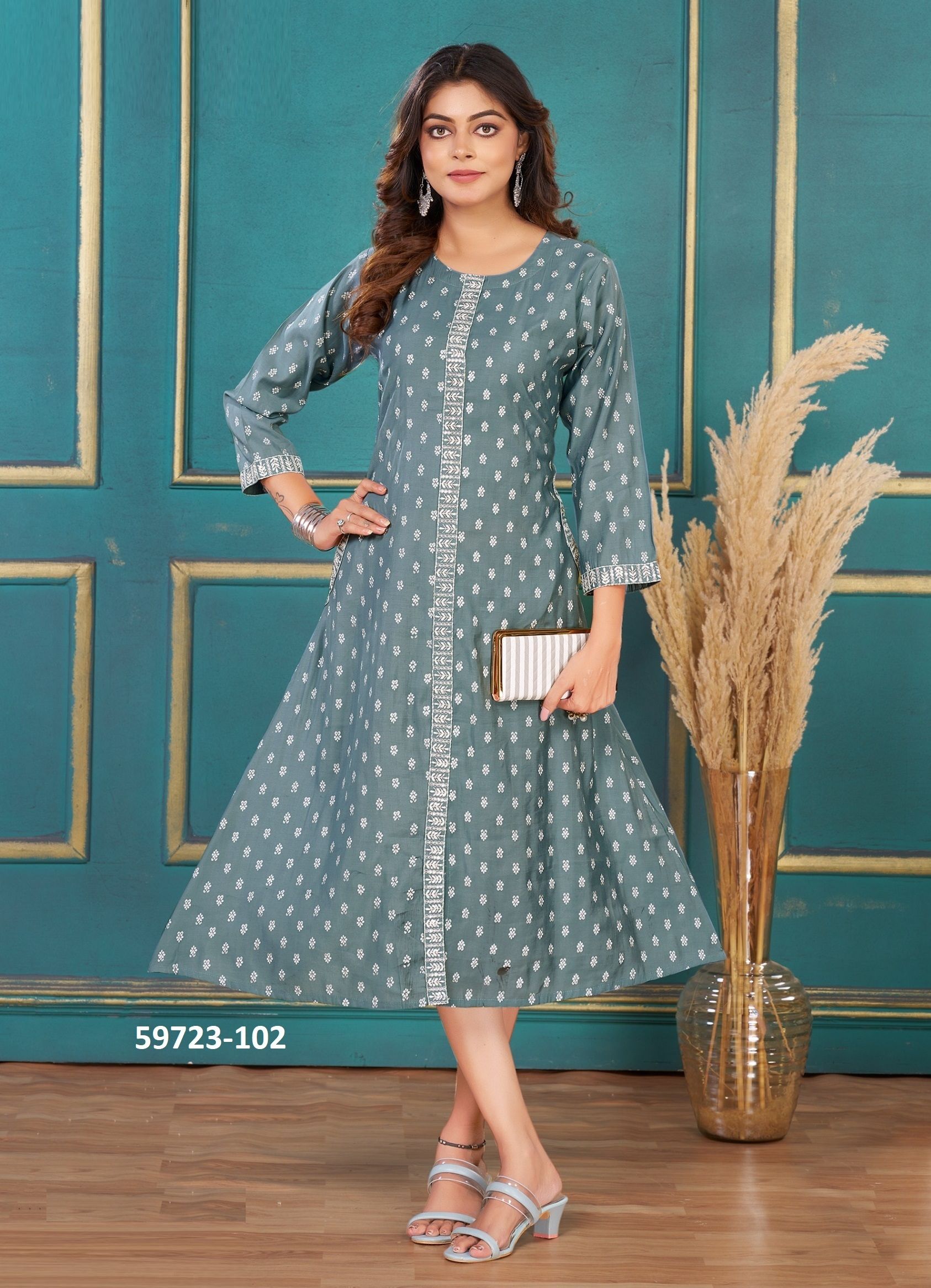 LAVANYA - Catalog # 59723 (Set of 6 Readymade Women's Kurtis / Tops) by Brand DEE CEE