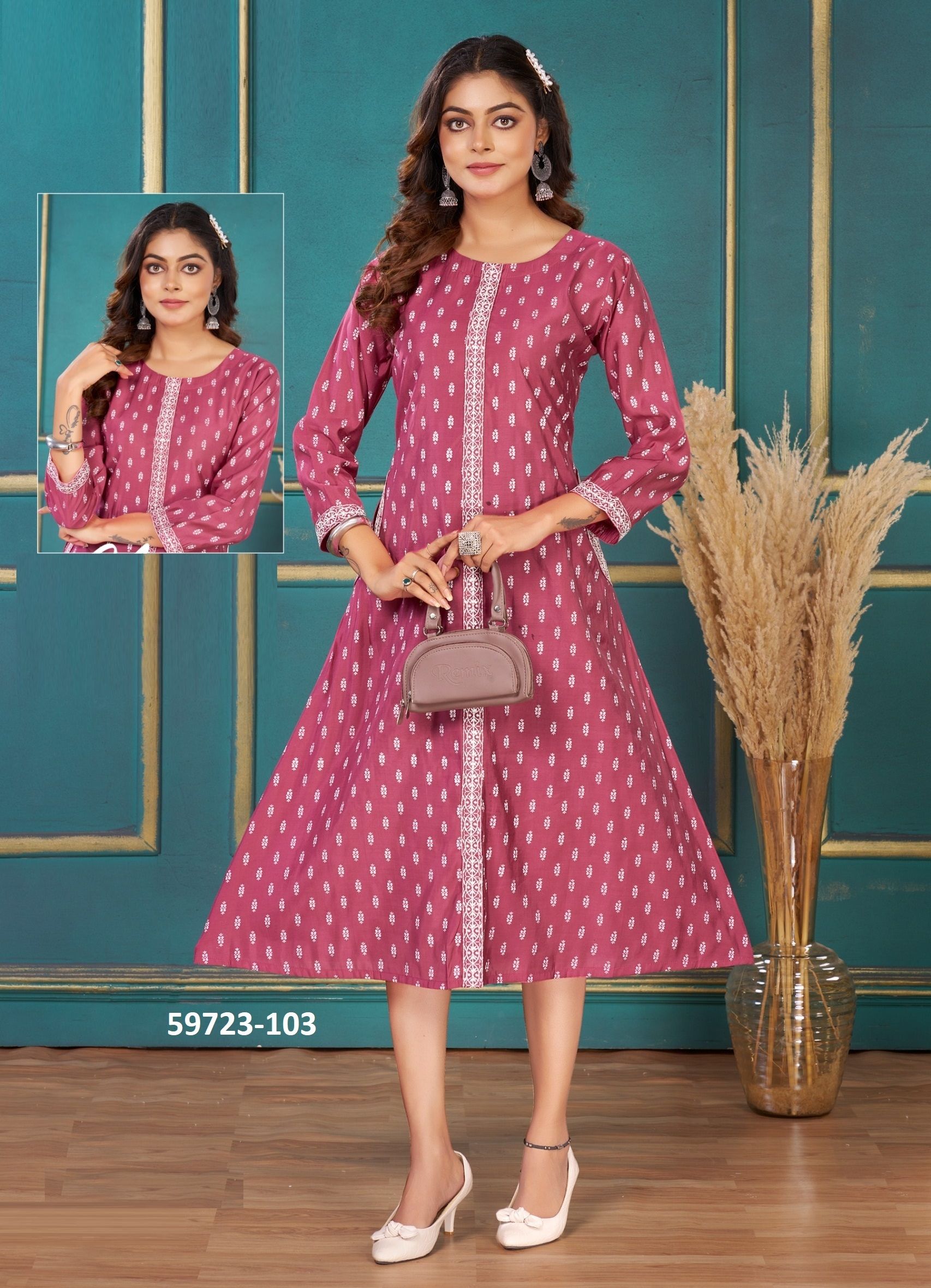 LAVANYA - Catalog # 59723 (Set of 6 Readymade Women's Kurtis / Tops) by Brand DEE CEE