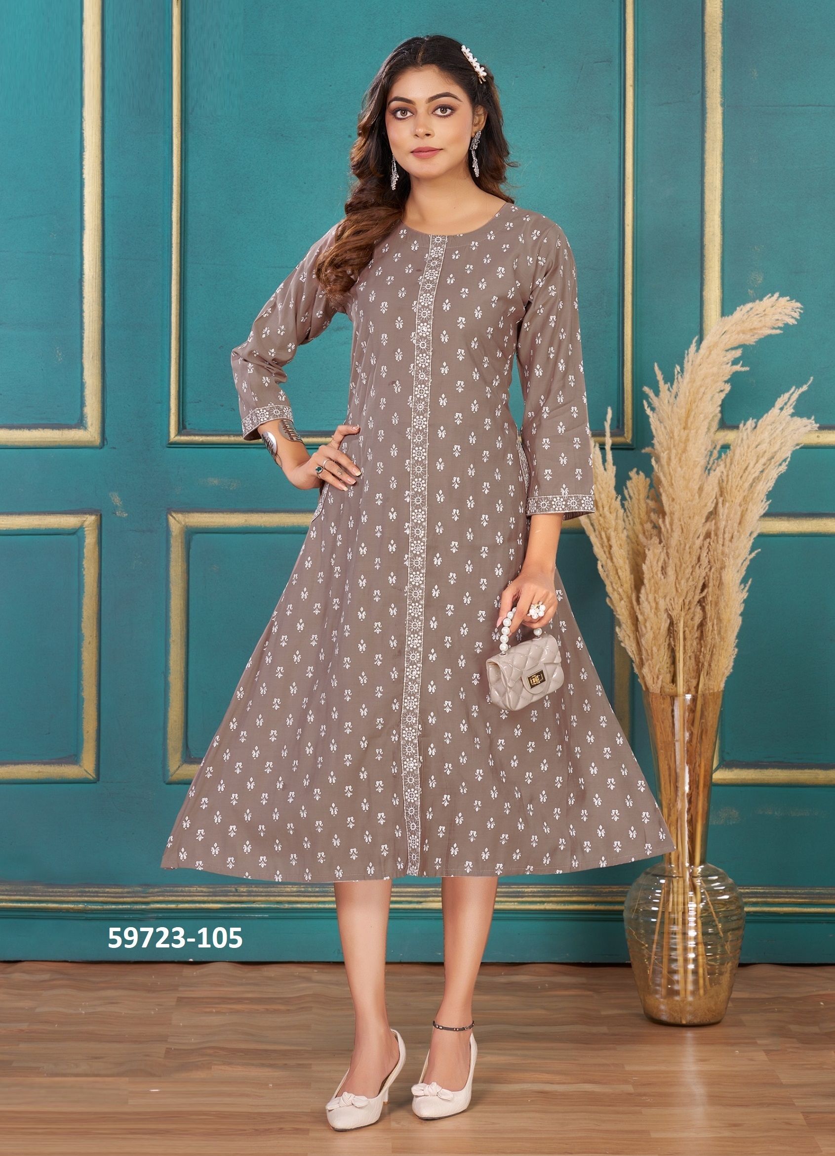 LAVANYA - Catalog # 59723 (Set of 6 Readymade Women's Kurtis / Tops) by Brand DEE CEE