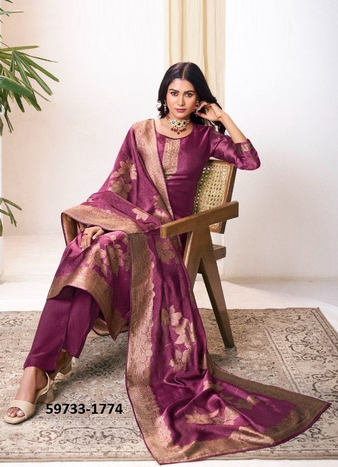 KIAN - Catalog # 59733 (Set of 4 Semi-Stitched / Un-Stitched Suits) by Brand FOUR DOTS