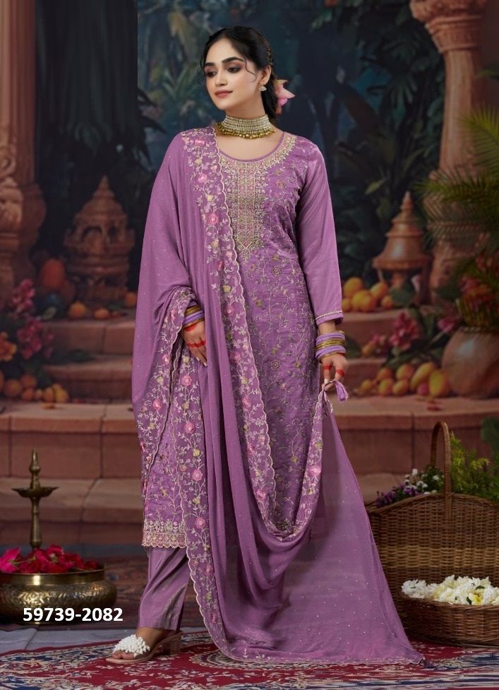 JOSHIKA - Catalog # 59739 (Set of 4 Semi-Stitched / Un-Stitched Suits) by Brand FOUR DOTS