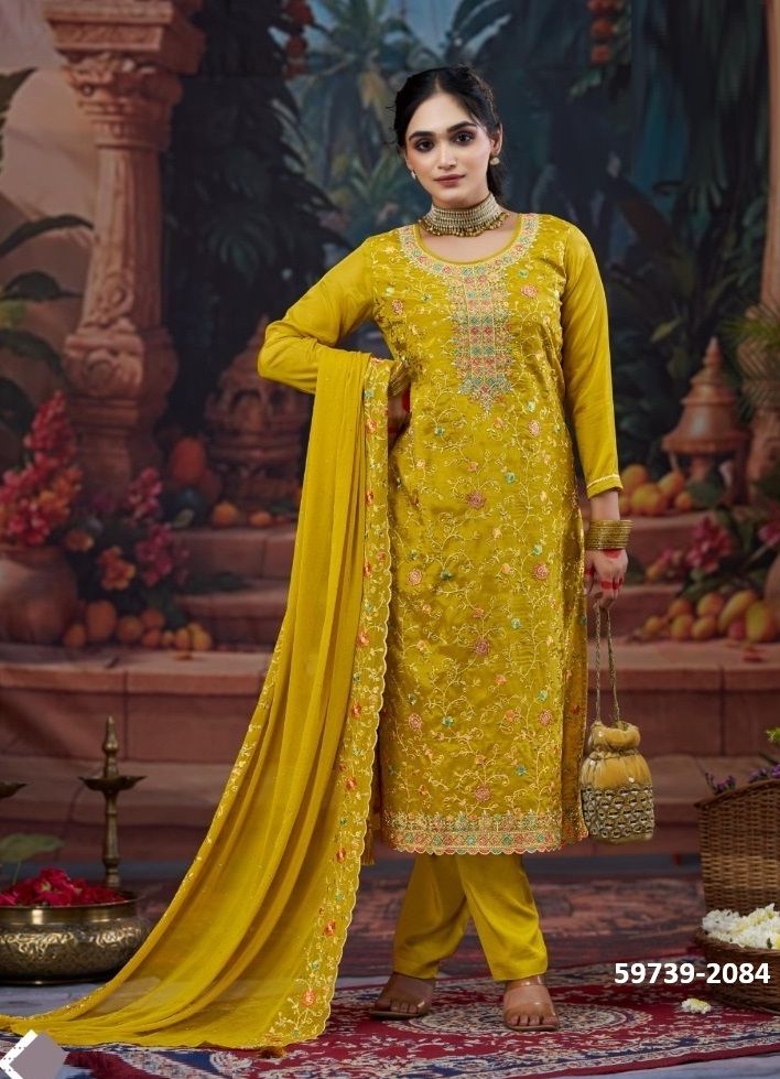 JOSHIKA - Catalog # 59739 (Set of 4 Semi-Stitched / Un-Stitched Suits) by Brand FOUR DOTS