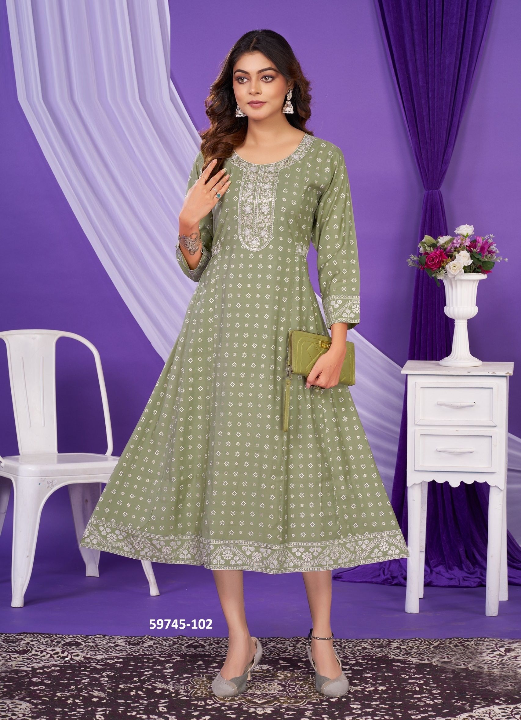 LALITA - Catalog # 59745 (Set of 6 Readymade Women's Kurtis / Tops) by Brand DEE CEE
