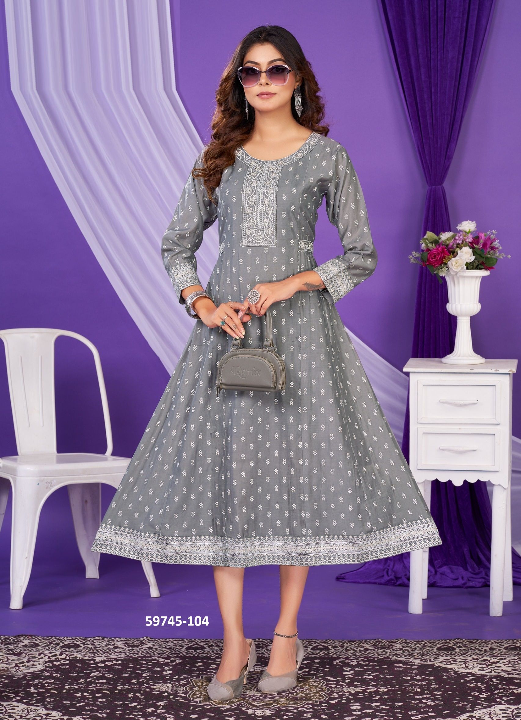LALITA - Catalog # 59745 (Set of 6 Readymade Women's Kurtis / Tops) by Brand DEE CEE