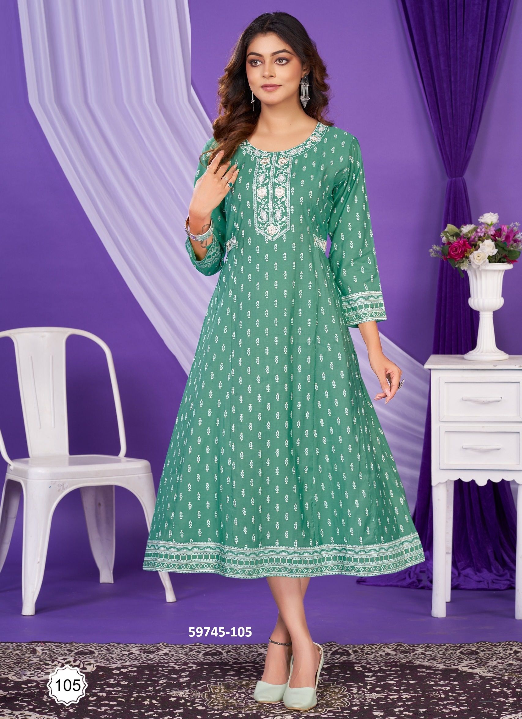 LALITA - Catalog # 59745 (Set of 6 Readymade Women's Kurtis / Tops) by Brand DEE CEE