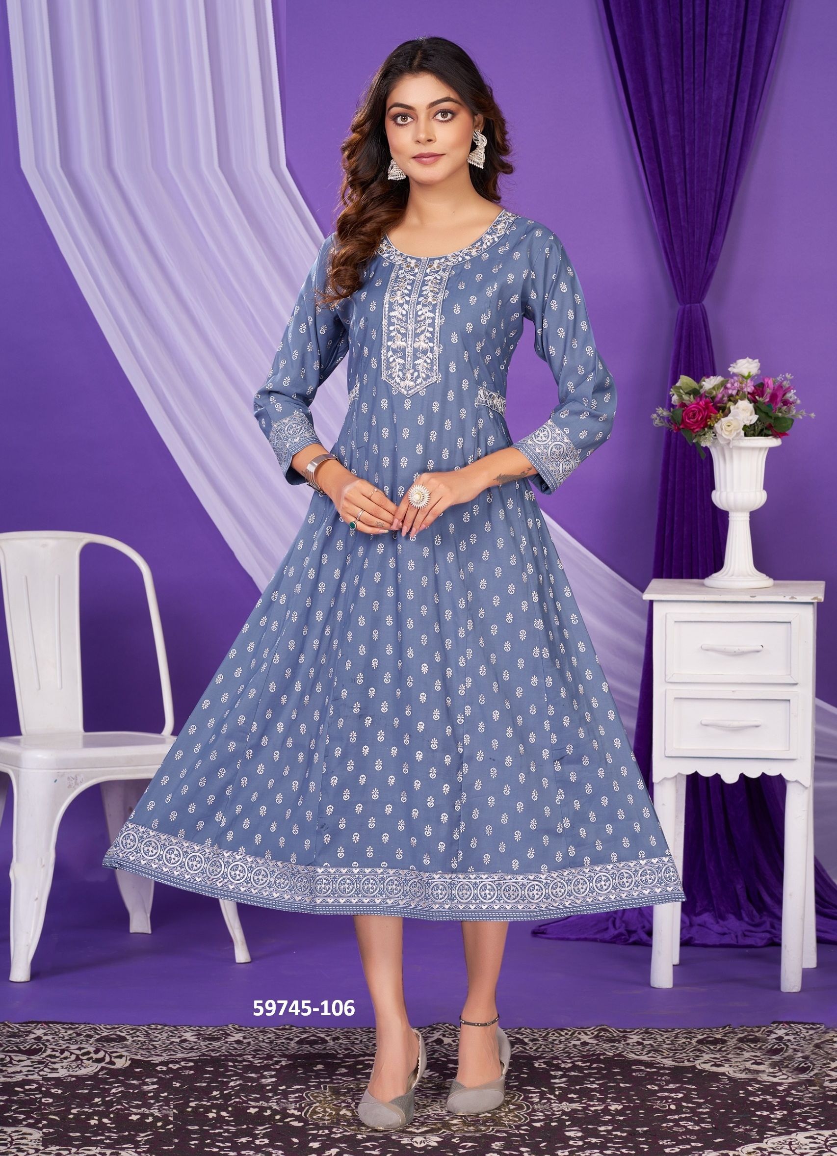 LALITA - Catalog # 59745 (Set of 6 Readymade Women's Kurtis / Tops) by Brand DEE CEE