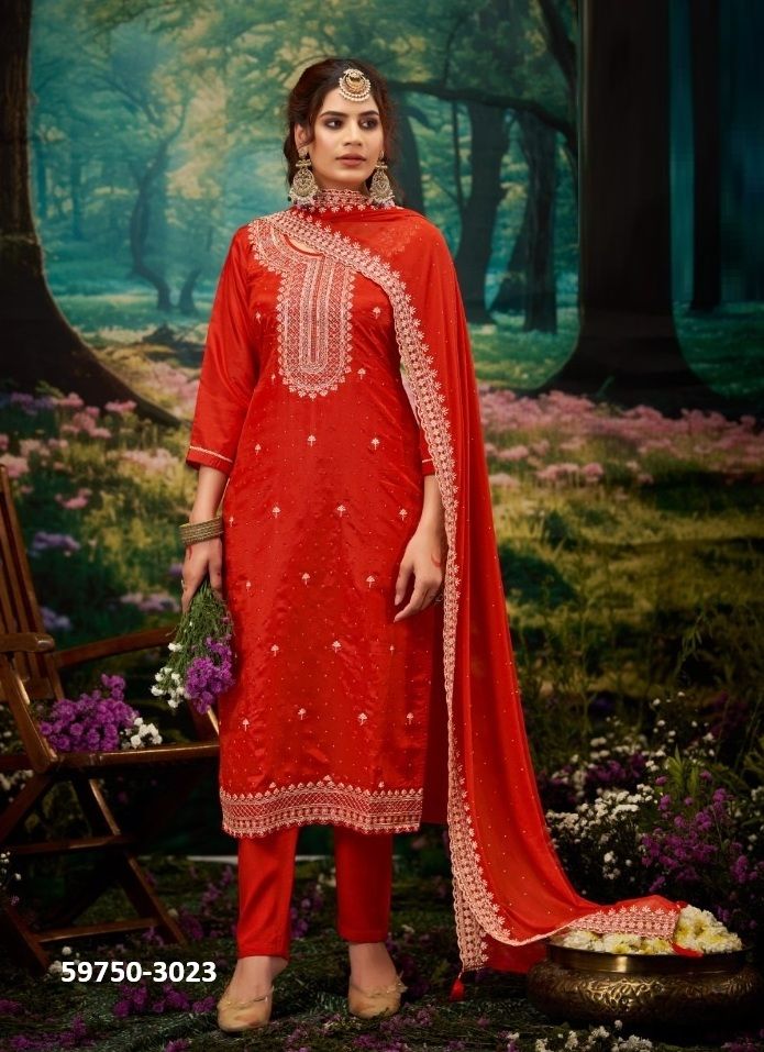 AVANTI - Catalog # 59750 (Set of 4 Semi-Stitched / Un-Stitched Suits) by Brand KALARANG