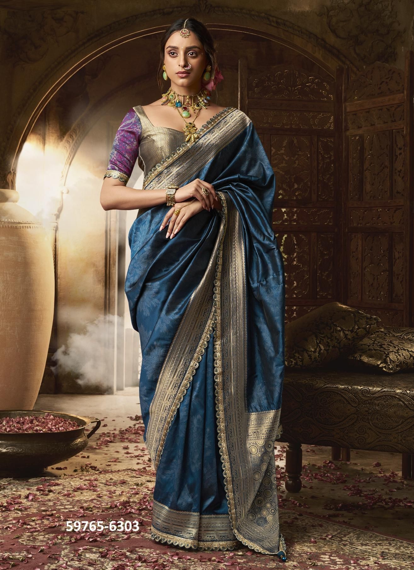 KALAYA SILK - Catalog # 59765 (Set of 5 Sarees) by Brand KIRA FASHIONS