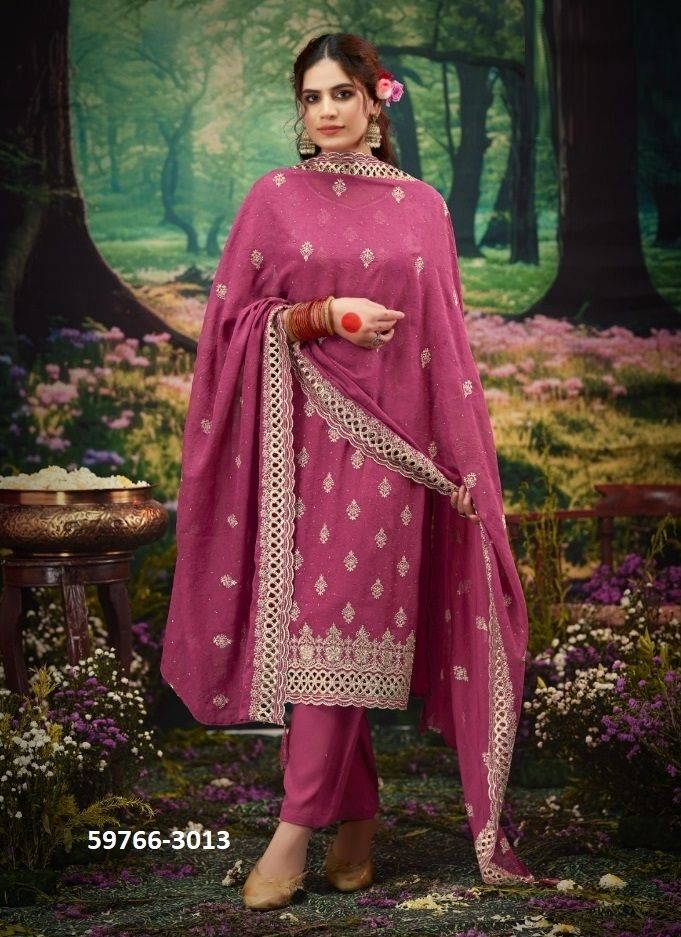 IRIA - Catalog # 59766 (Set of 4 Semi-Stitched / Un-Stitched Suits) by Brand FOUR DOTS