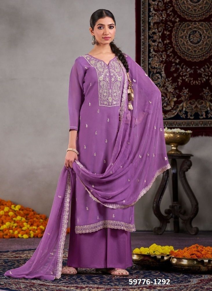 ROOP - Catalog # 59776 (Set of 4 Semi-Stitched / Un-Stitched Suits) by Brand FOUR DOTS