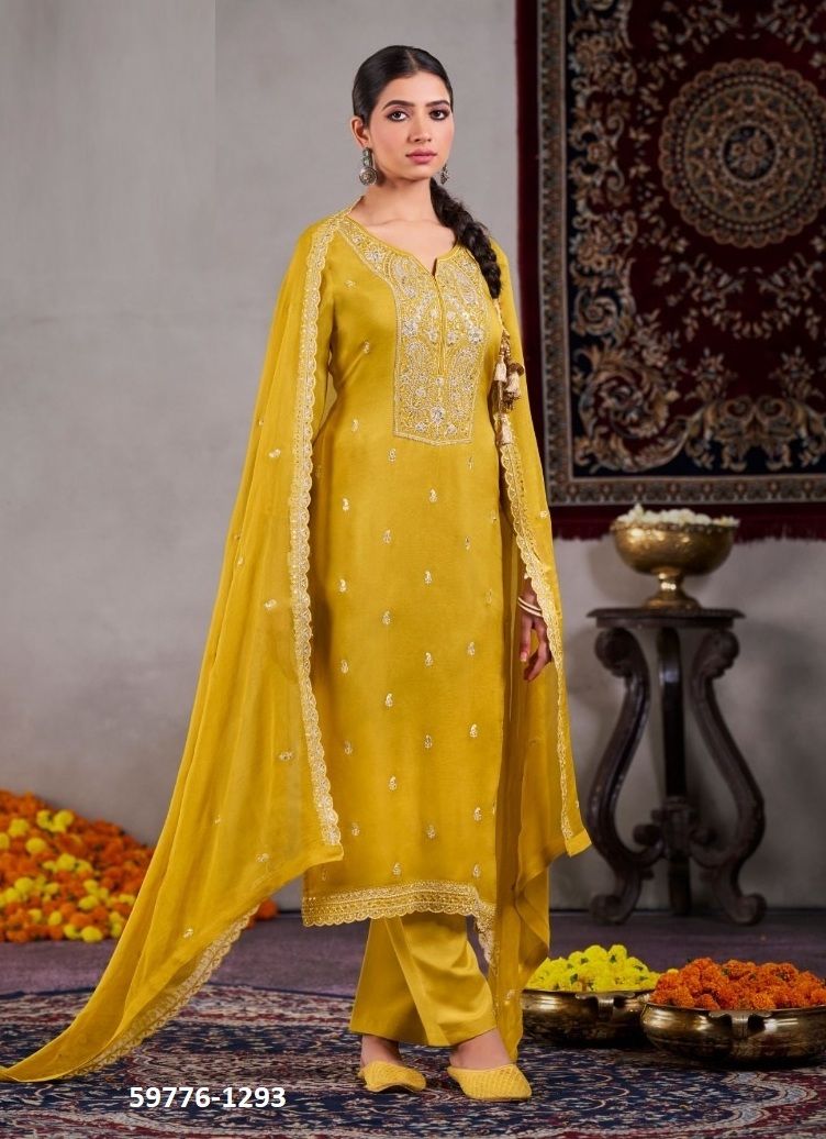 ROOP - Catalog # 59776 (Set of 4 Semi-Stitched / Un-Stitched Suits) by Brand FOUR DOTS