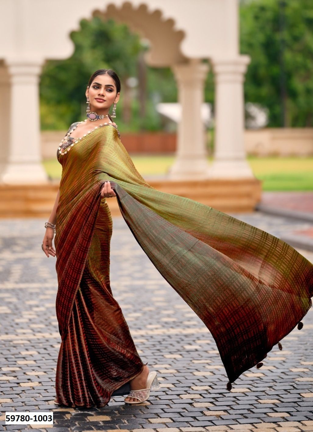 TARNA - Catalog # 59780 (Set of 10 Sarees) by Brand SR SAREES