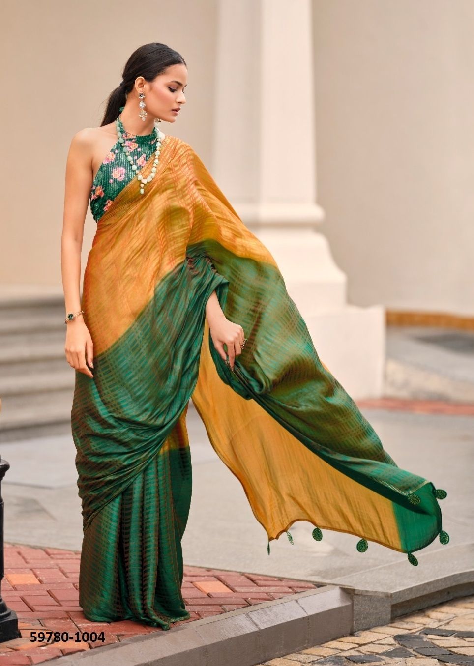 TARNA - Catalog # 59780 (Set of 10 Sarees) by Brand SR SAREES
