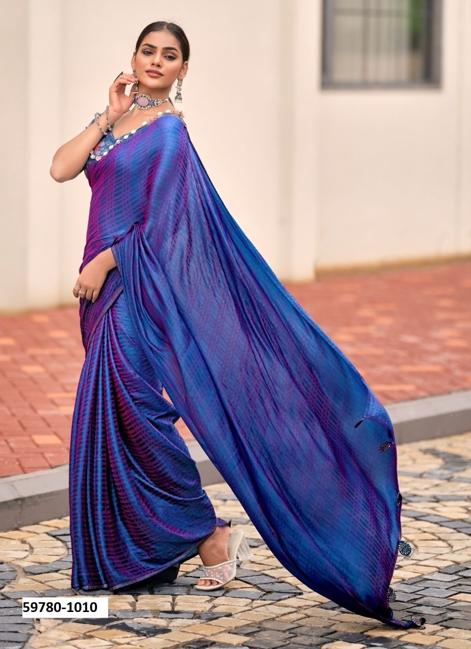 TARNA - Catalog # 59780 (Set of 10 Sarees) by Brand SR SAREES