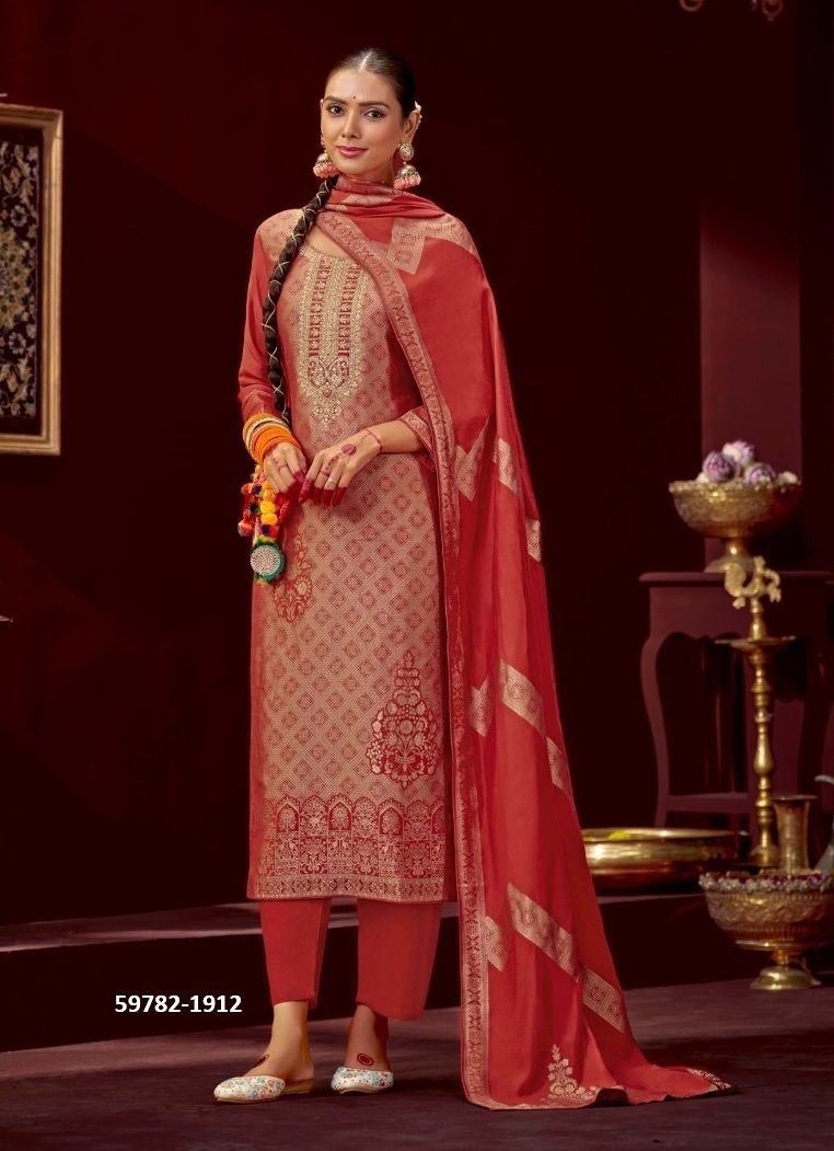 MRUGA 2 - Catalog # 59782 (Set of 4 Semi-Stitched / Un-Stitched Suits) by Brand FOUR DOTS