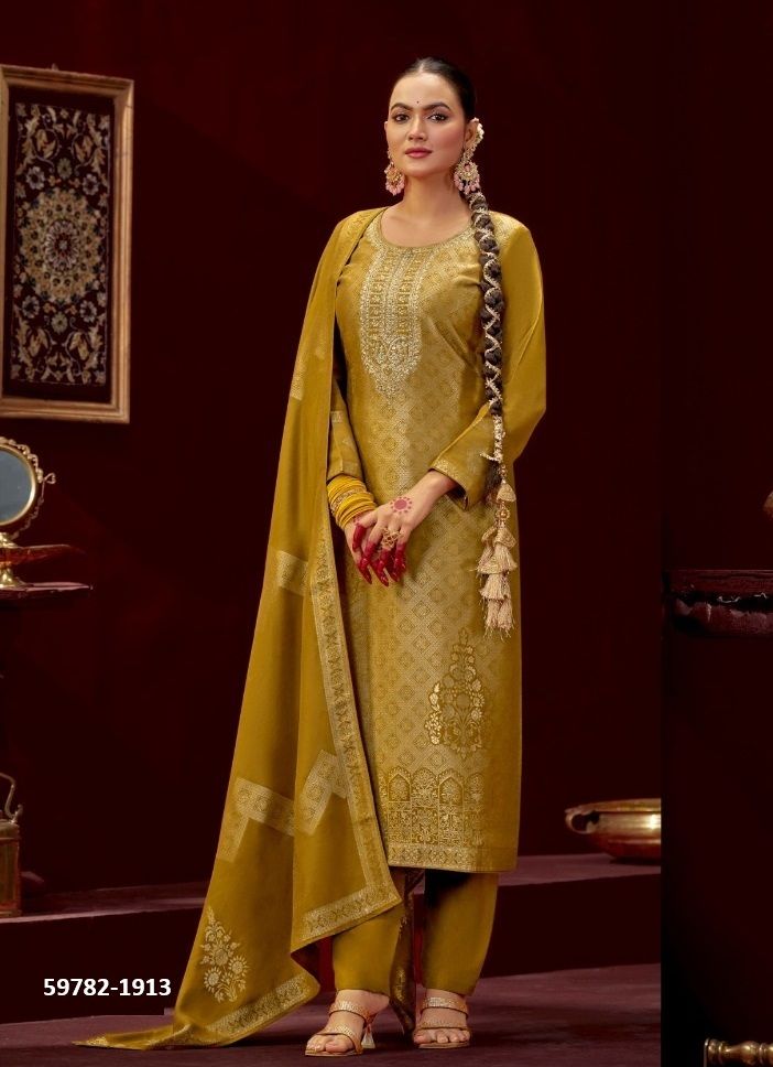 MRUGA 2 - Catalog # 59782 (Set of 4 Semi-Stitched / Un-Stitched Suits) by Brand FOUR DOTS
