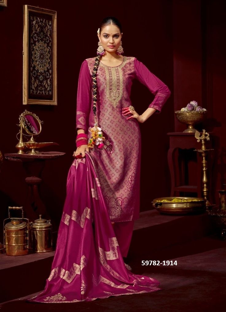 MRUGA 2 - Catalog # 59782 (Set of 4 Semi-Stitched / Un-Stitched Suits) by Brand FOUR DOTS
