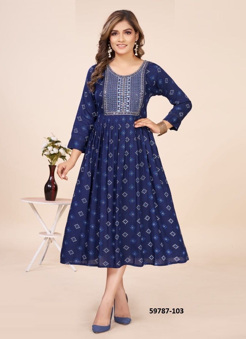 OSSM - Catalog # 59787 (Set of 6 Readymade Women's Kurtis / Tops) by Brand DEE CEE