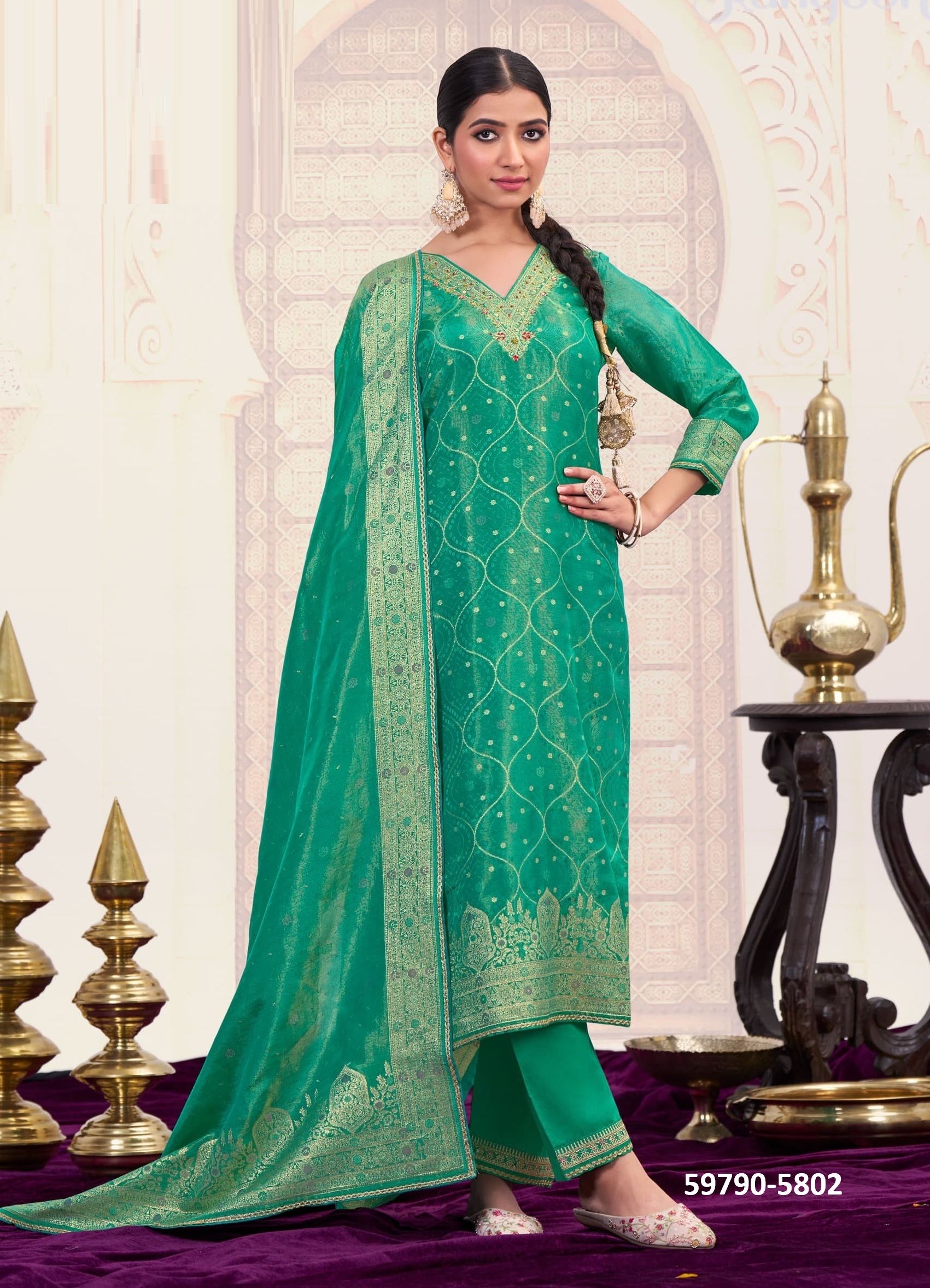 KALAPI - Catalog # 59790 (Set of 4 Readymade Salwar Suits) by Brand RANGOON