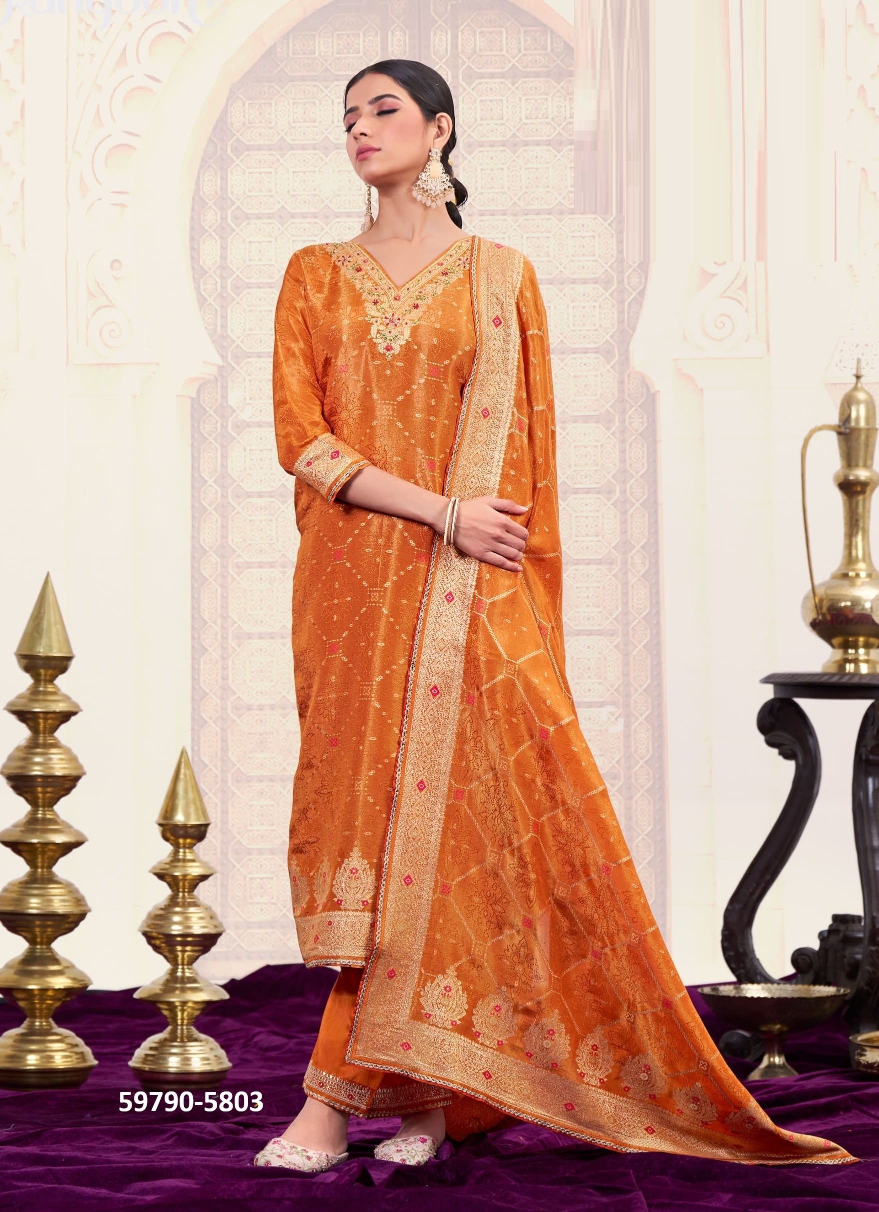 KALAPI - Catalog # 59790 (Set of 4 Readymade Salwar Suits) by Brand RANGOON